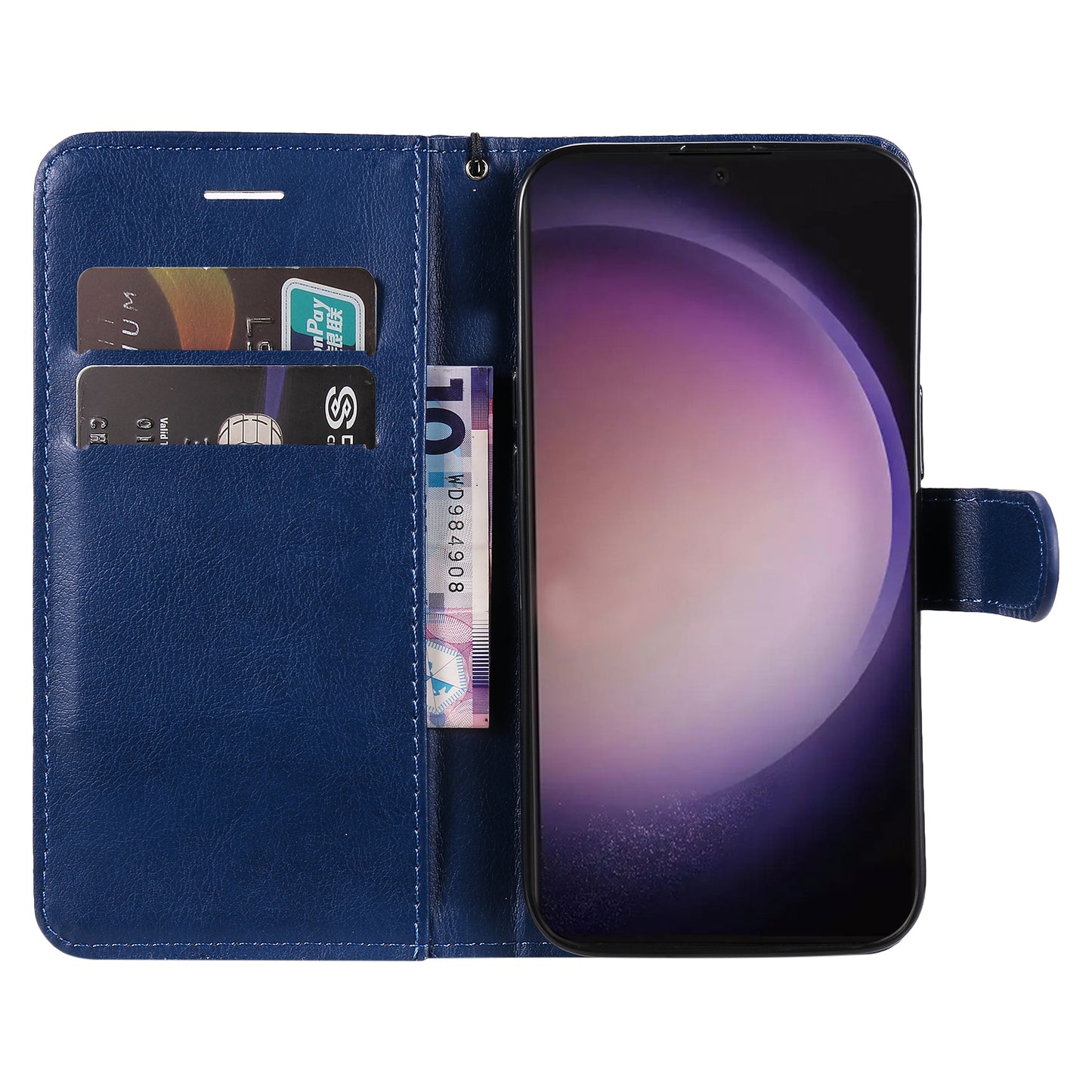 KT Leather Series-2 for Samsung Galaxy S24 Ultra Case Solid Color Anti-Drop Leather Phone Cover - Blue