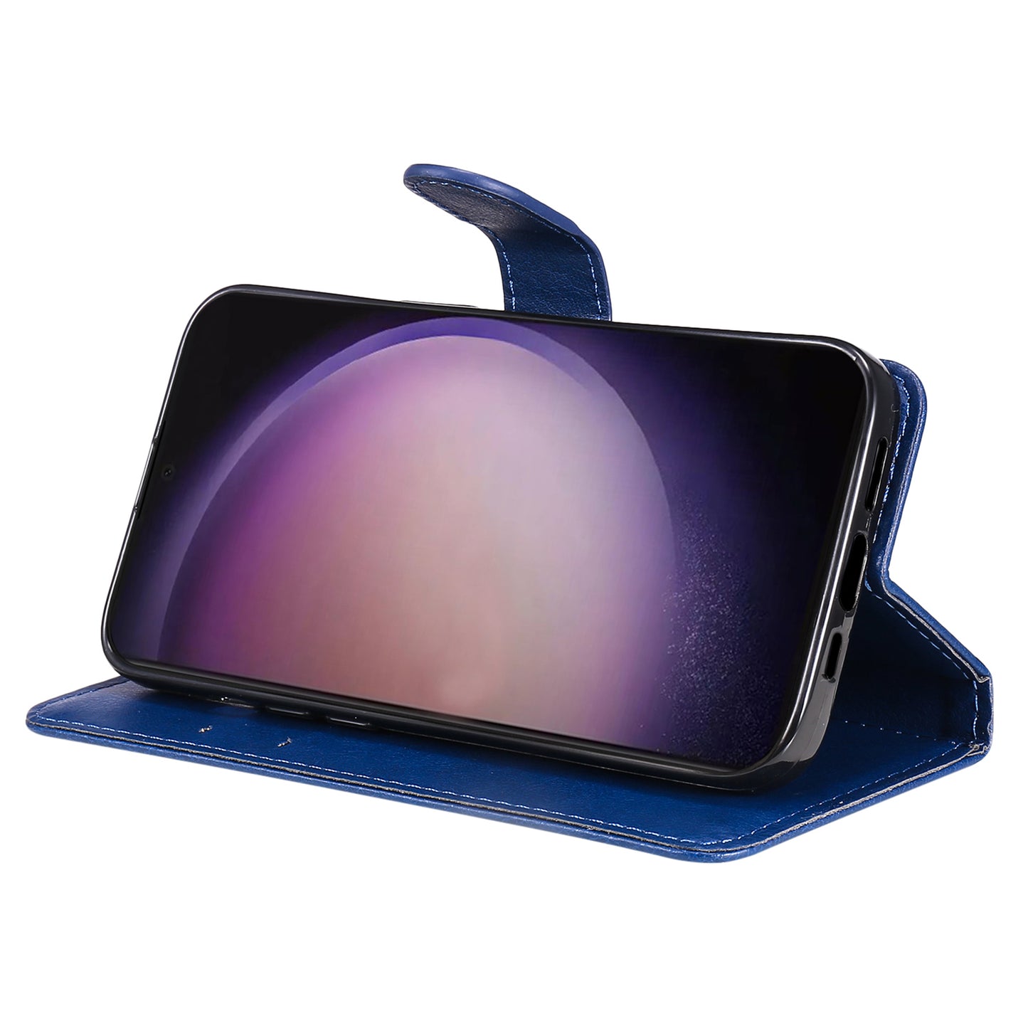 KT Leather Series-2 for Samsung Galaxy S24 Ultra Case Solid Color Anti-Drop Leather Phone Cover - Blue