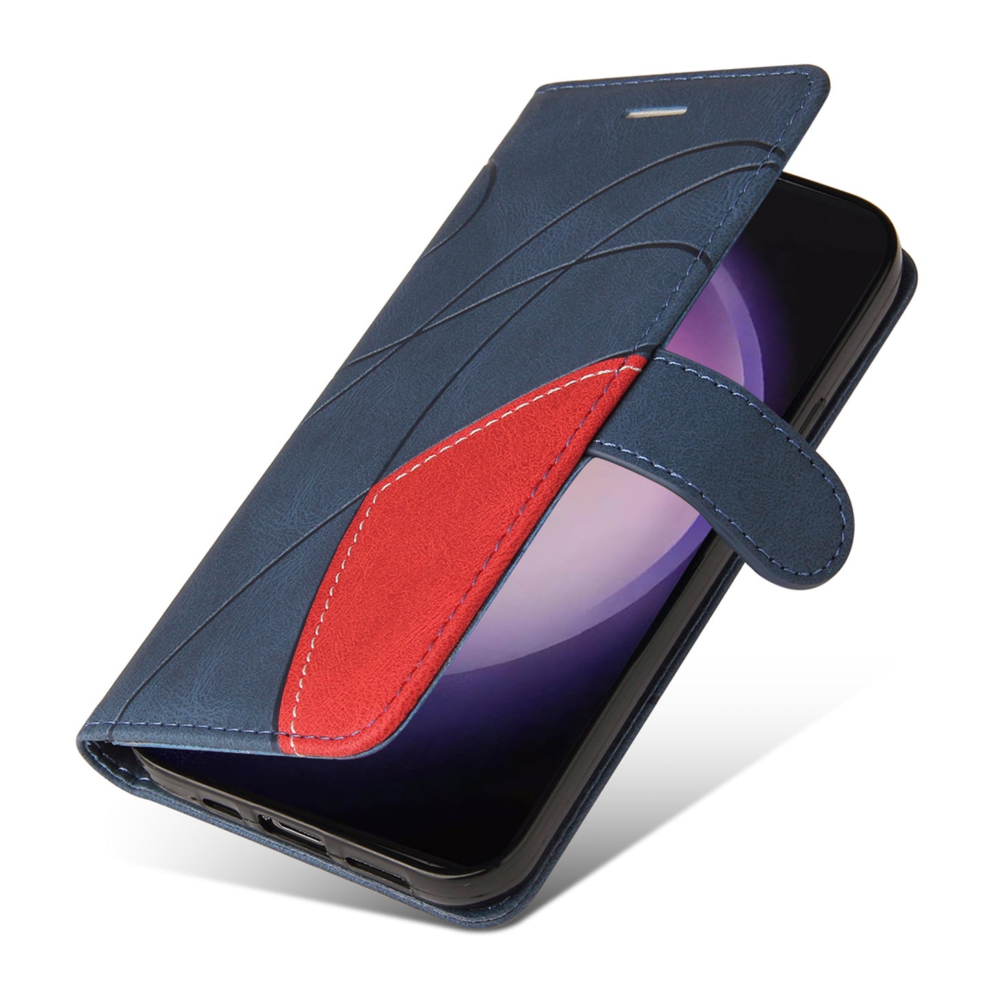 KT Leather Series-1 Wallet Phone Case for Samsung Galaxy S24 Ultra Case Splicing PU Leather Phone Cover - Blue