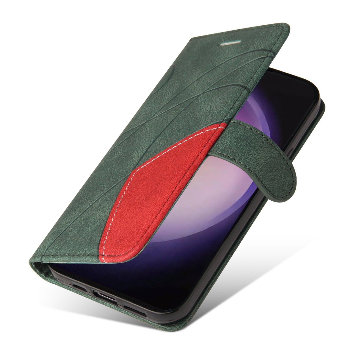 KT Leather Series-1 Wallet Phone Case for Samsung Galaxy S24 Ultra Case Splicing PU Leather Phone Cover - Green
