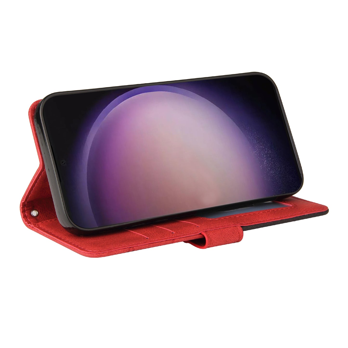 KT Leather Series-1 Wallet Phone Case for Samsung Galaxy S24 Ultra Case Splicing PU Leather Phone Cover - Red