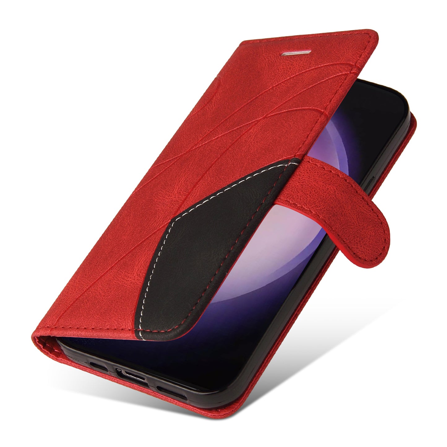 KT Leather Series-1 Wallet Phone Case for Samsung Galaxy S24 Ultra Case Splicing PU Leather Phone Cover - Red