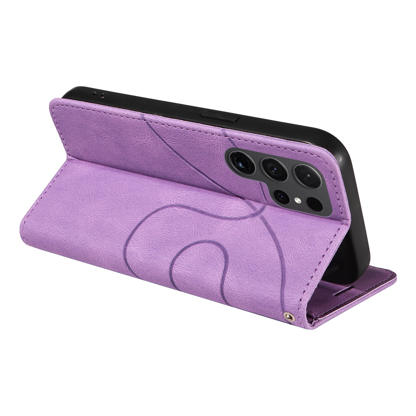 KT Leather Series-1 Wallet Phone Case for Samsung Galaxy S24 Ultra Case Splicing PU Leather Phone Cover - Light Purple
