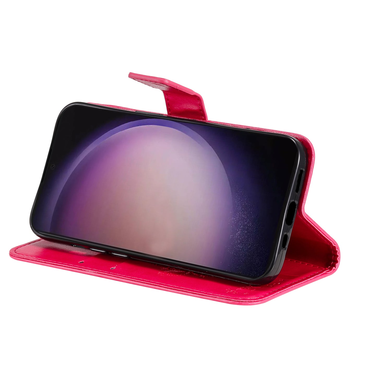 For Samsung Galaxy S24 Ultra Case KT Imprinting Flower Series-3 Shockproof Wallet Phone Shell - Rose