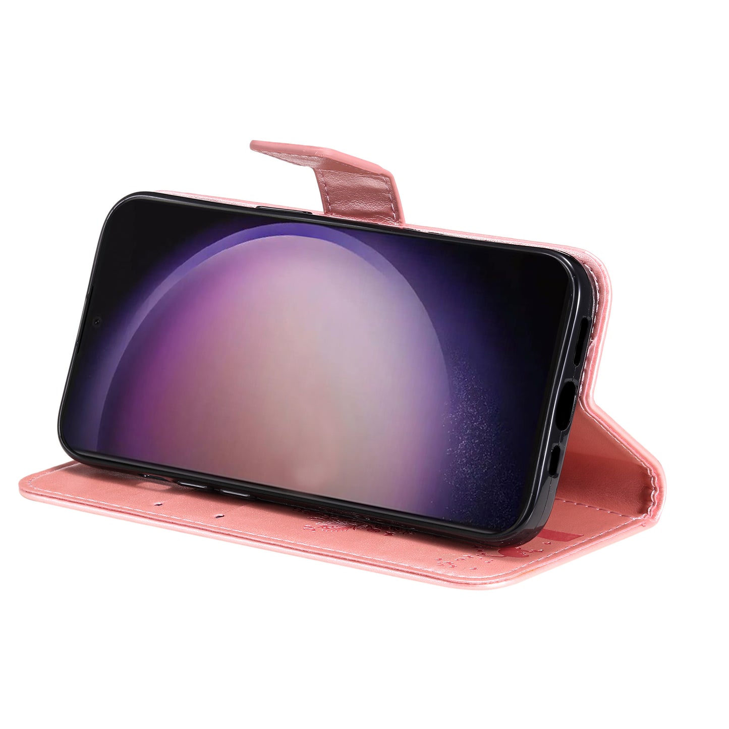 For Samsung Galaxy S24 Ultra Case KT Imprinting Flower Series-3 Shockproof Wallet Phone Shell - Rose Gold