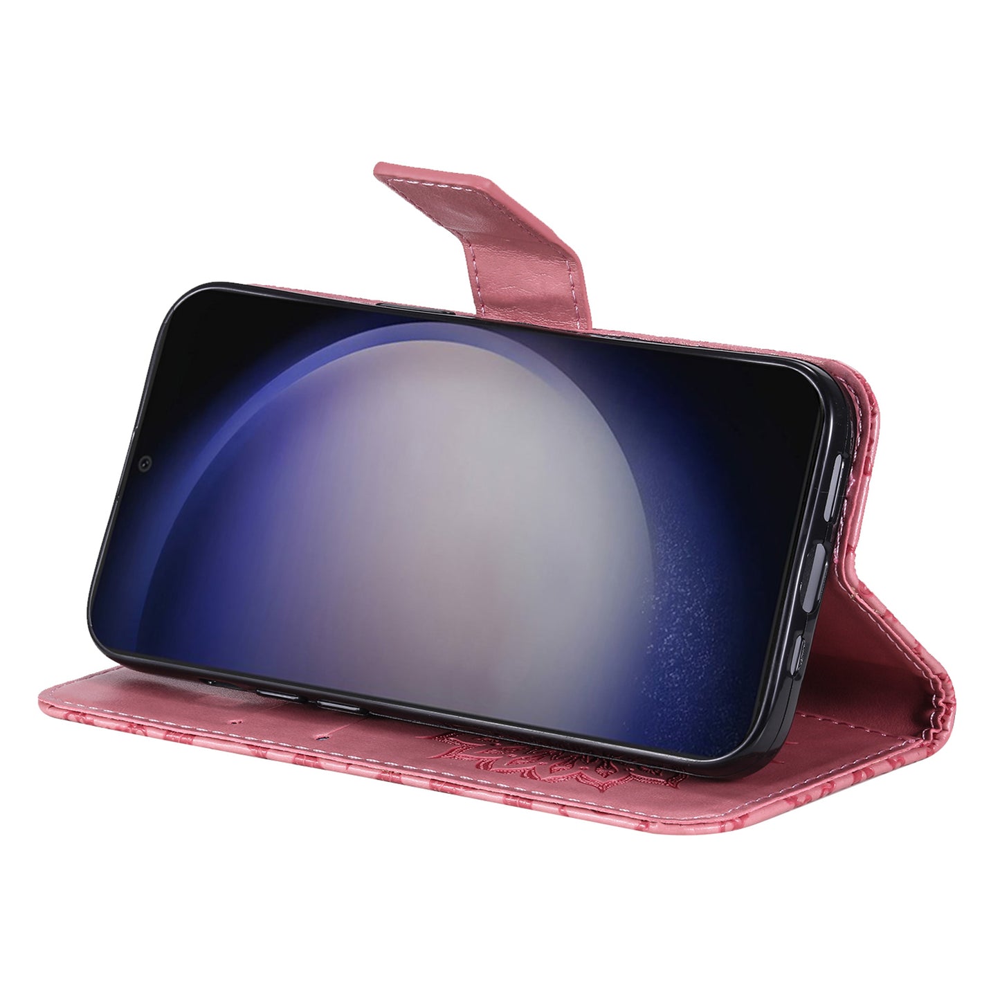 KT Imprinting Flower Series-1 For Samsung Galaxy S24+ Case Imprinted Leather Wallet Phone Cover - Pink