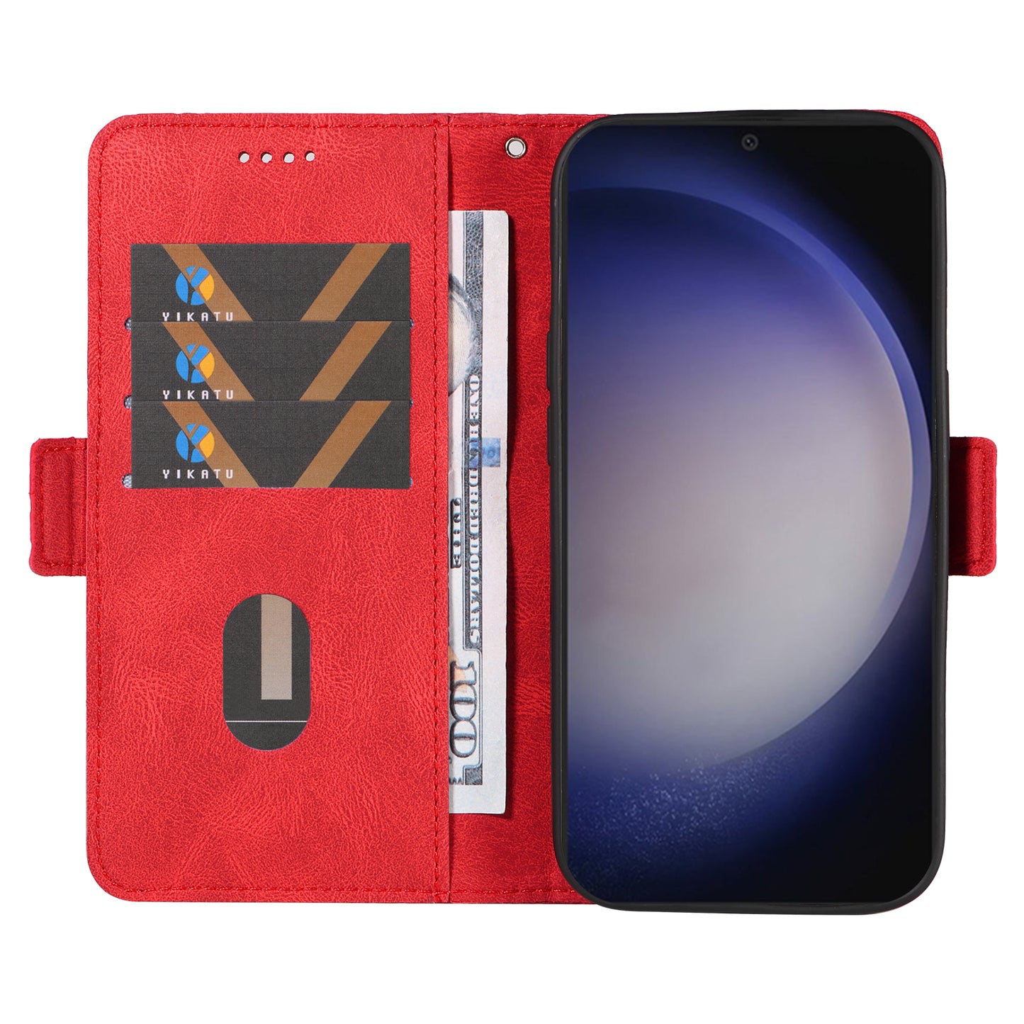 For Samsung Galaxy S24+ Case Rhombus Imprinted Leather Wallet Phone Cover - Red