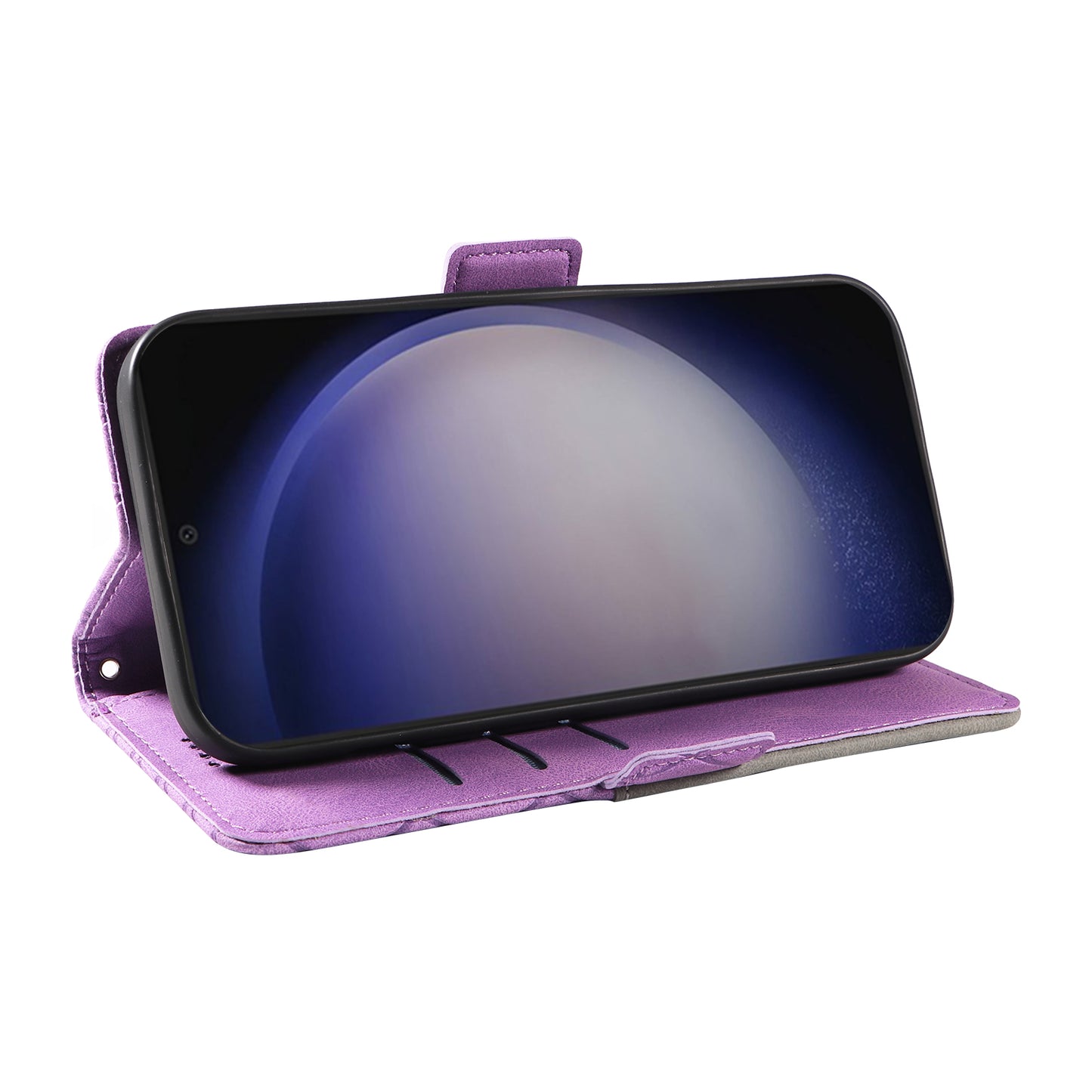 For Samsung Galaxy S24+ Case Rhombus Imprinted Leather Wallet Phone Cover - Light Purple