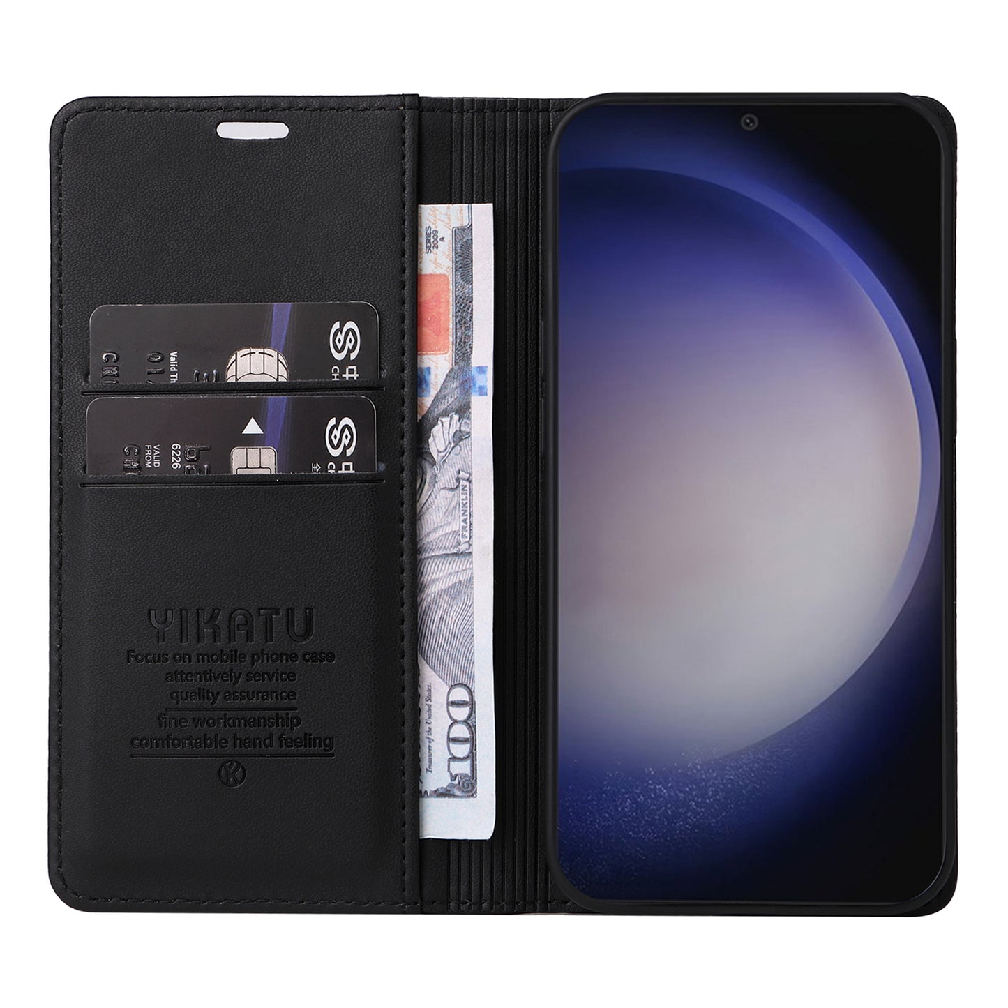 YIKATU YK-001 For Samsung Galaxy S24+ Case Magnetic Auto Closing Leather Phone Cover - Black