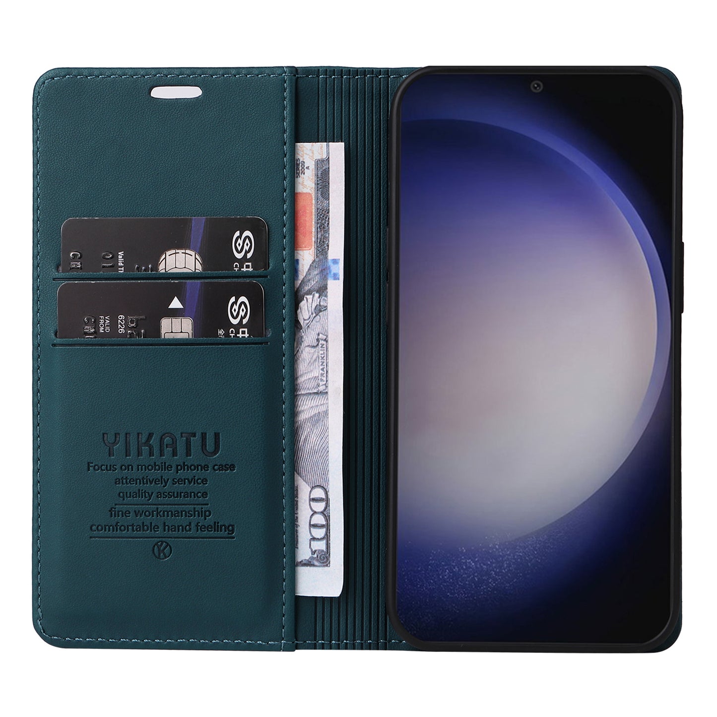 YIKATU YK-001 For Samsung Galaxy S24+ Case Magnetic Auto Closing Leather Phone Cover - Green