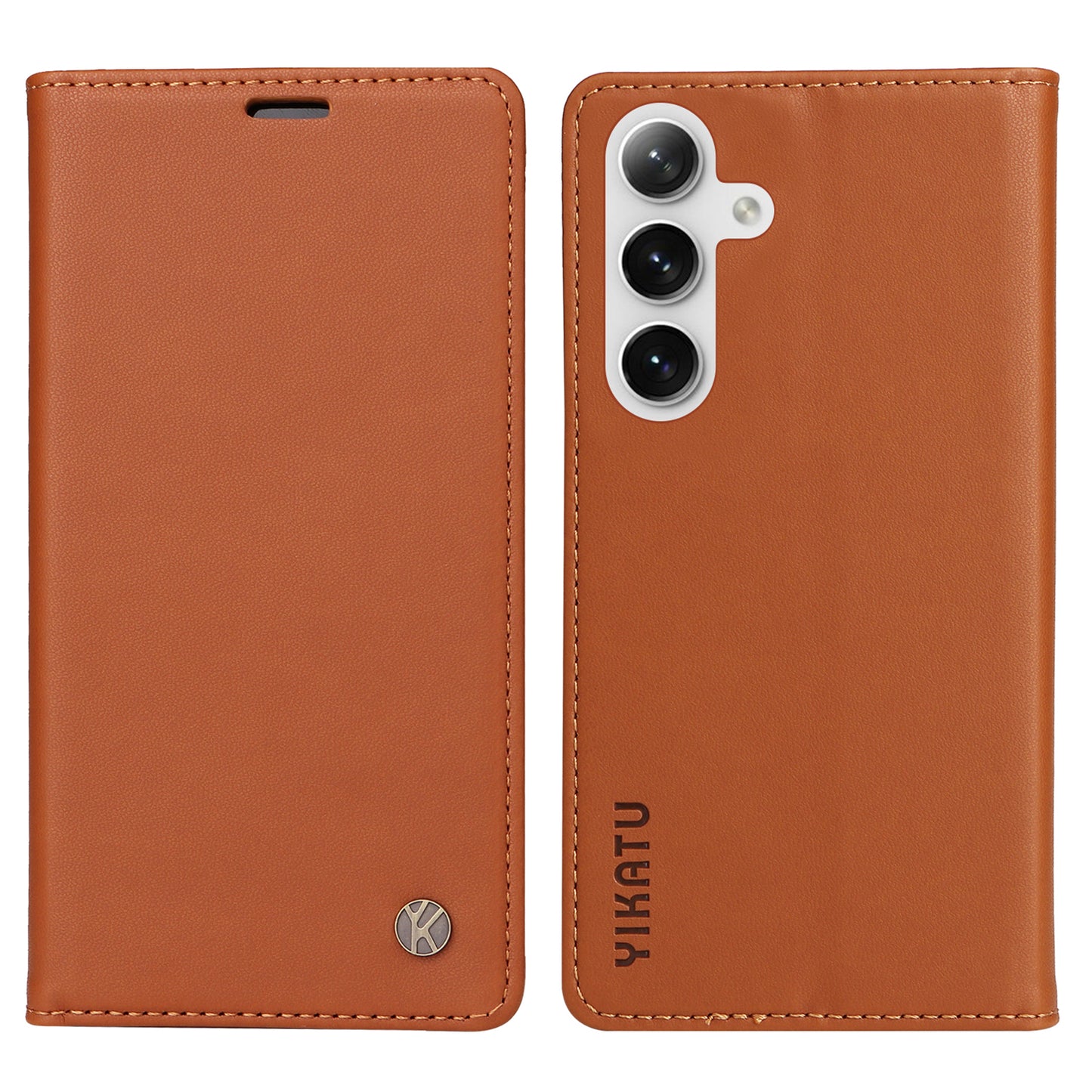 YIKATU YK-001 For Samsung Galaxy S24+ Case Magnetic Auto Closing Leather Phone Cover - Brown