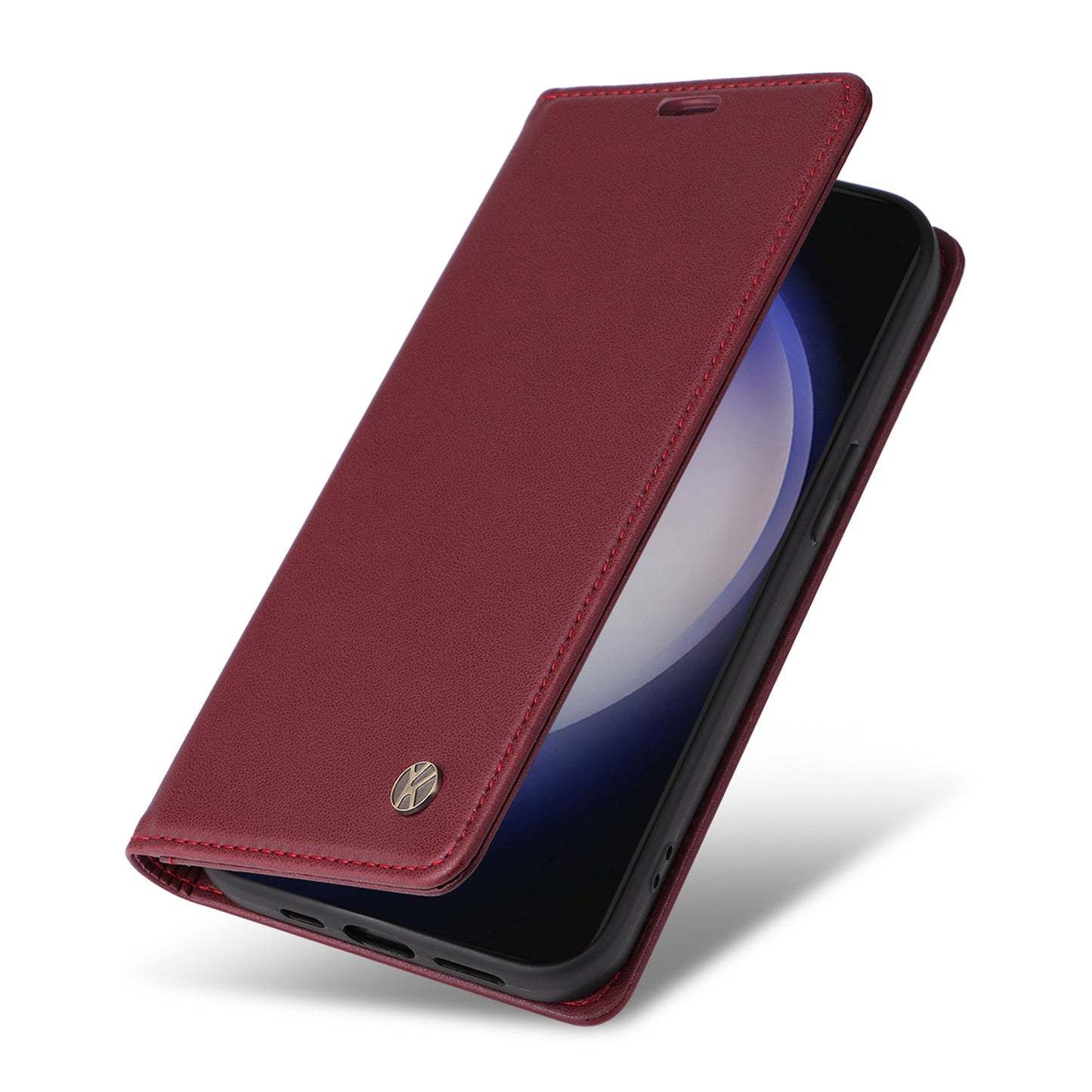 YIKATU YK-001 For Samsung Galaxy S24+ Case Magnetic Auto Closing Leather Phone Cover - Wine Red