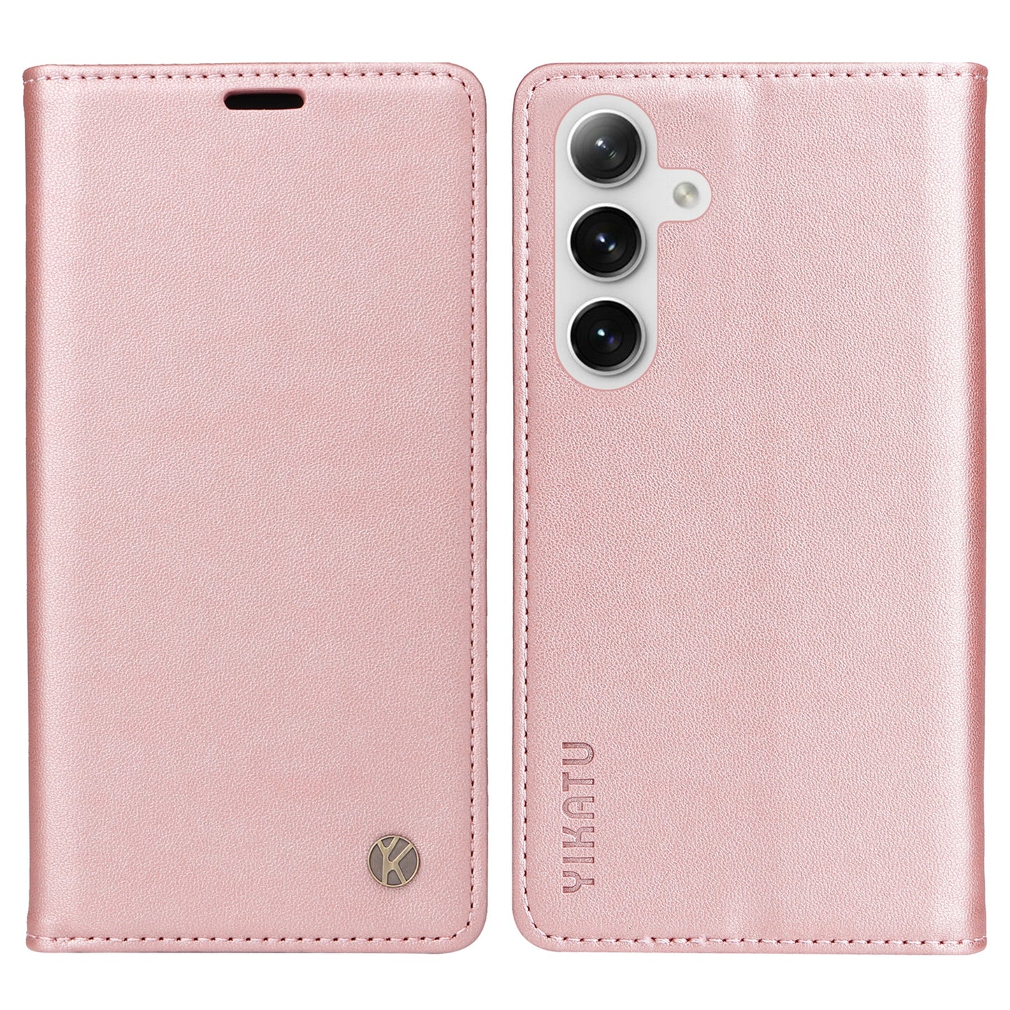YIKATU YK-001 For Samsung Galaxy S24+ Case Magnetic Auto Closing Leather Phone Cover - Rose Gold