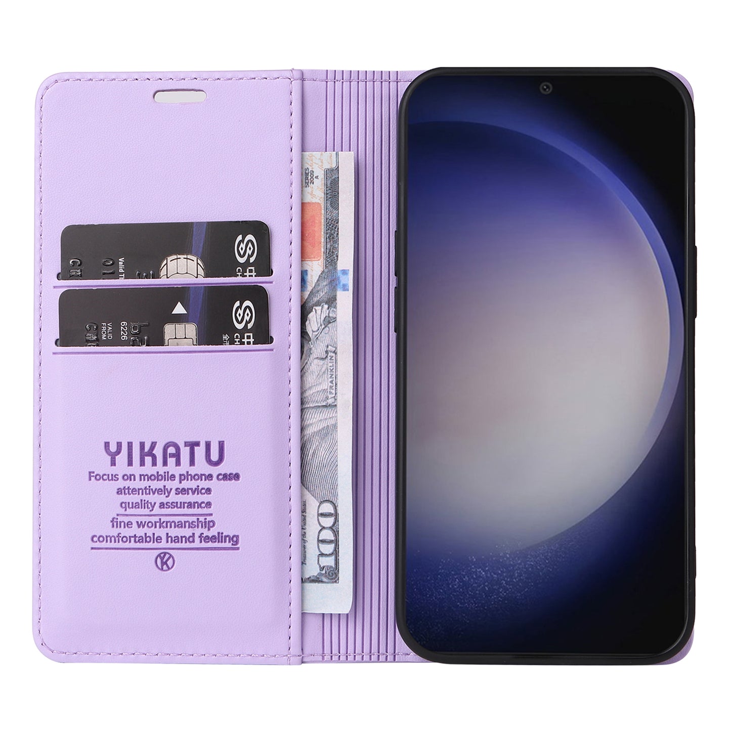 YIKATU YK-001 For Samsung Galaxy S24+ Case Magnetic Auto Closing Leather Phone Cover - Light Purple