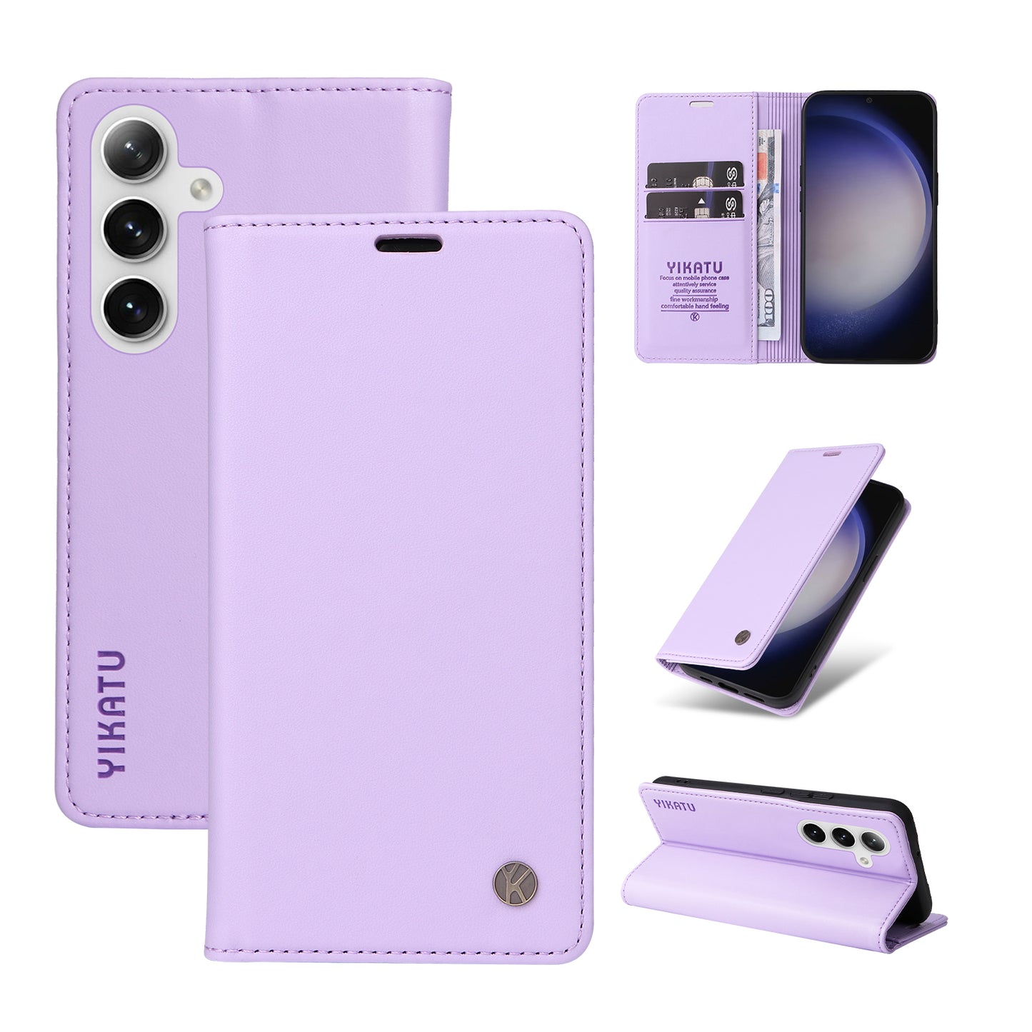 YIKATU YK-001 For Samsung Galaxy S24+ Case Magnetic Auto Closing Leather Phone Cover - Light Purple