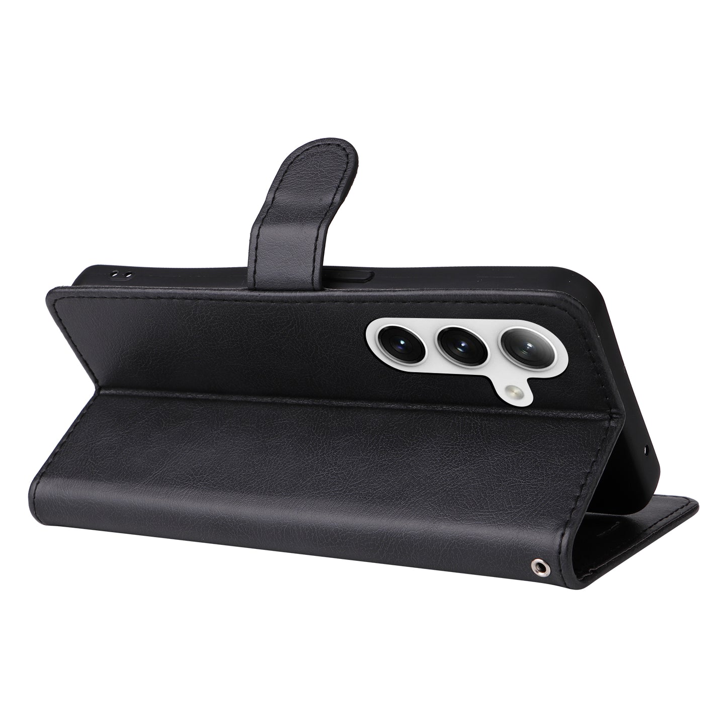 KT Leather Series-2 For Samsung Galaxy S24+ Case Solid Color Leather Phone Wallet Cover - Black