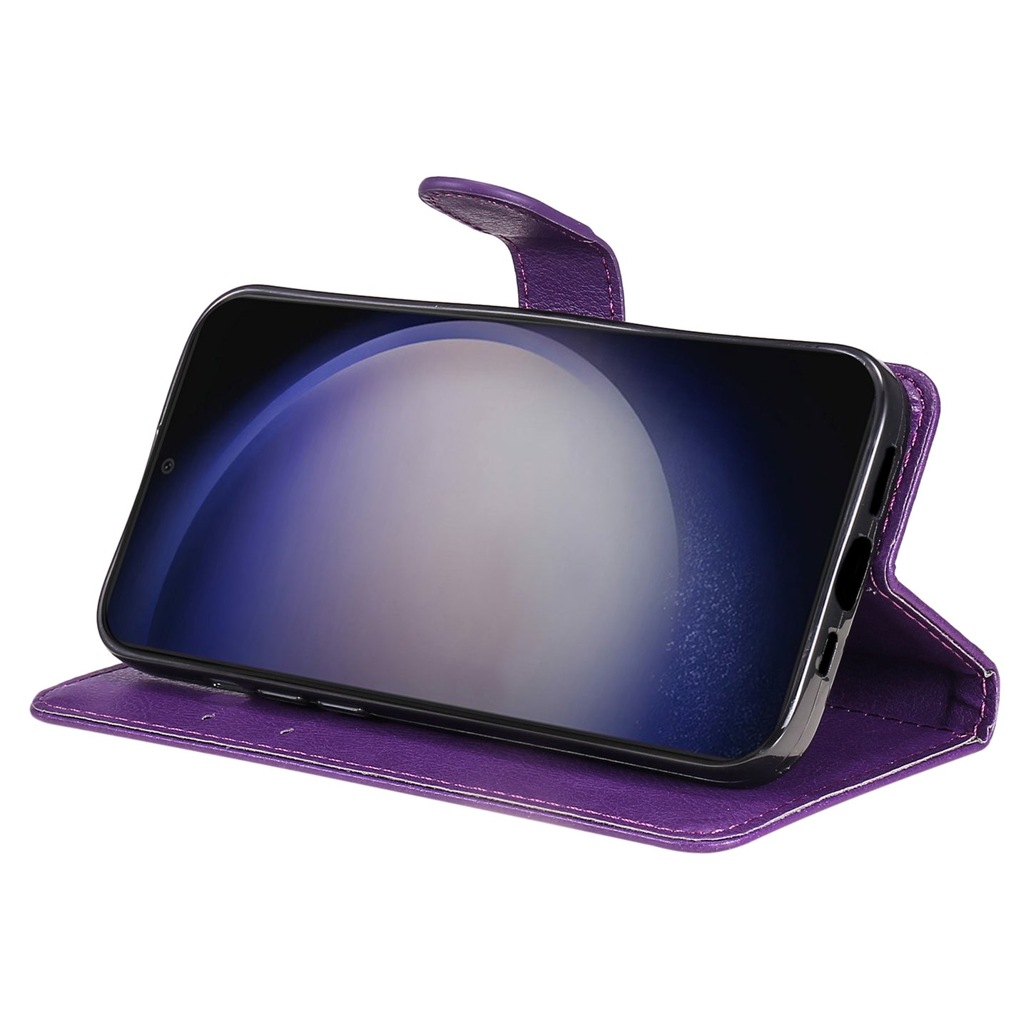 KT Leather Series-2 For Samsung Galaxy S24+ Case Solid Color Leather Phone Wallet Cover - Purple