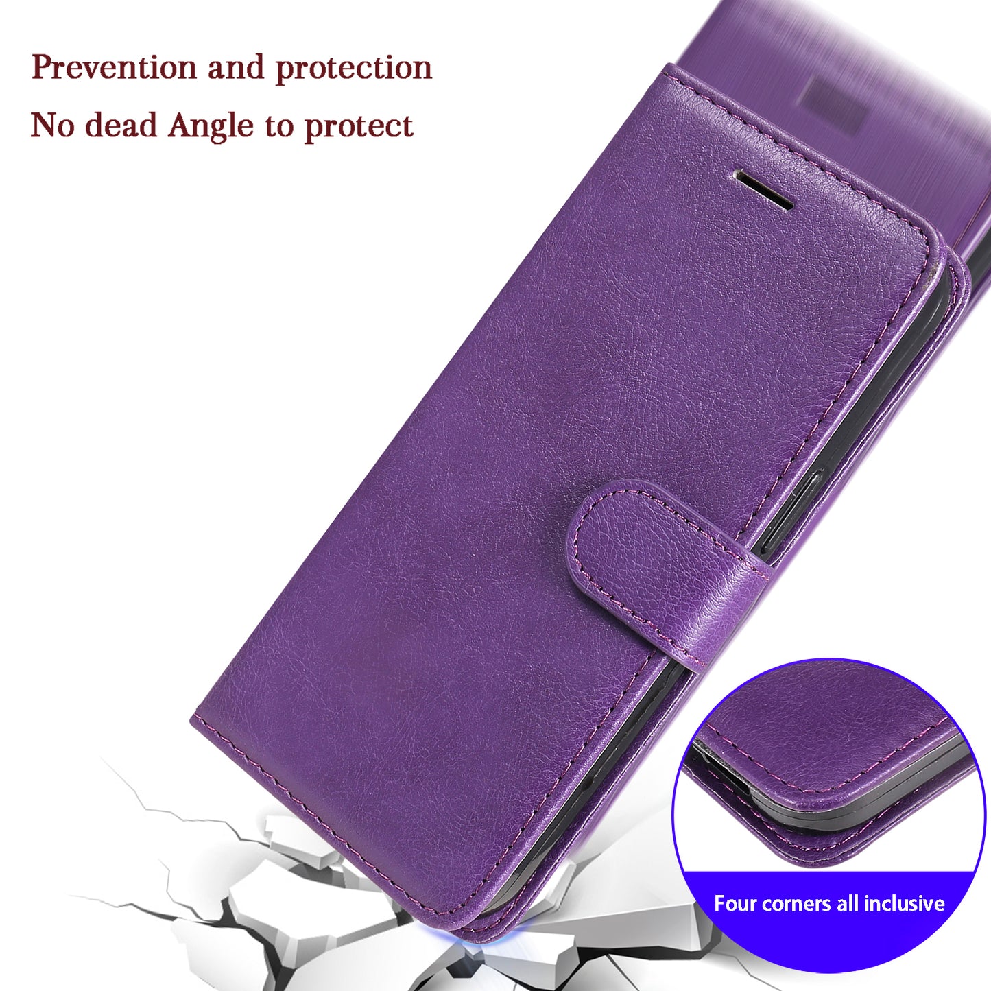 KT Leather Series-2 For Samsung Galaxy S24+ Case Solid Color Leather Phone Wallet Cover - Purple