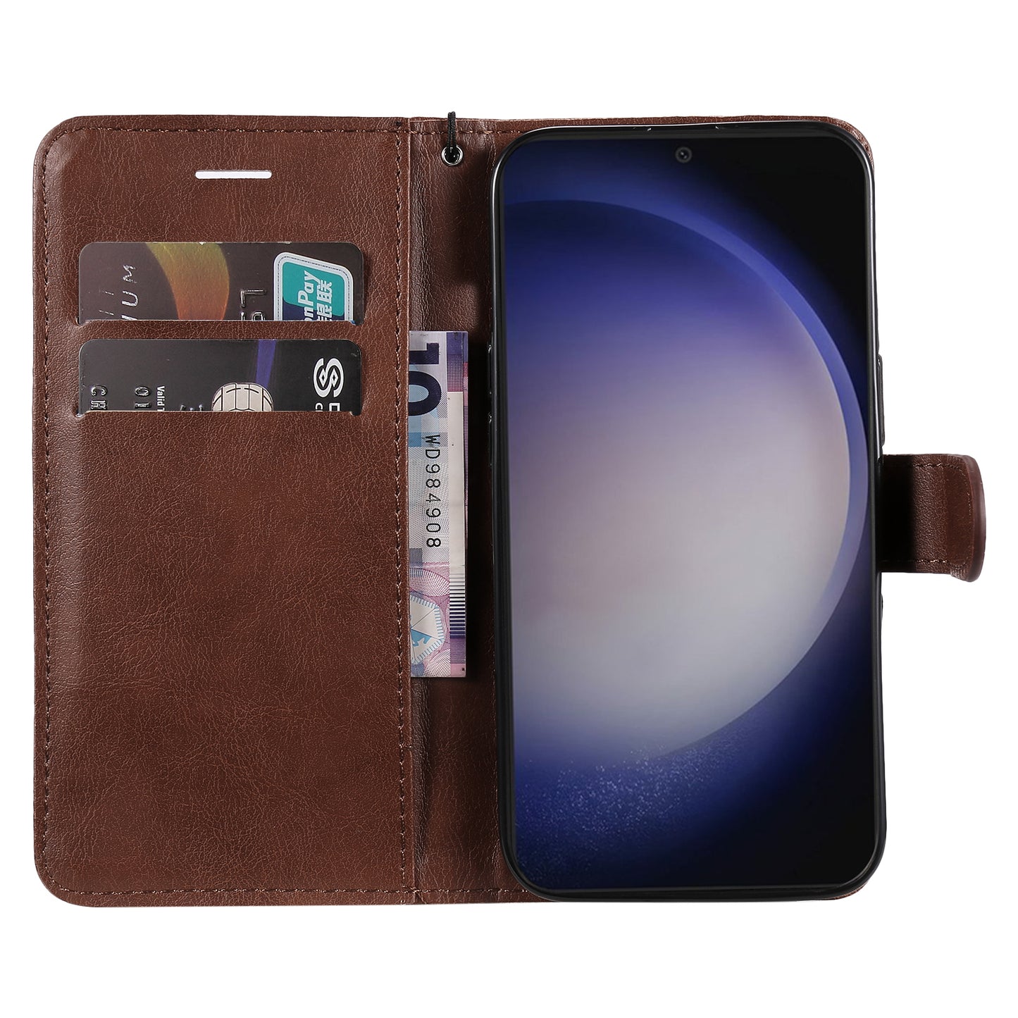 KT Leather Series-2 For Samsung Galaxy S24+ Case Solid Color Leather Phone Wallet Cover - Brown