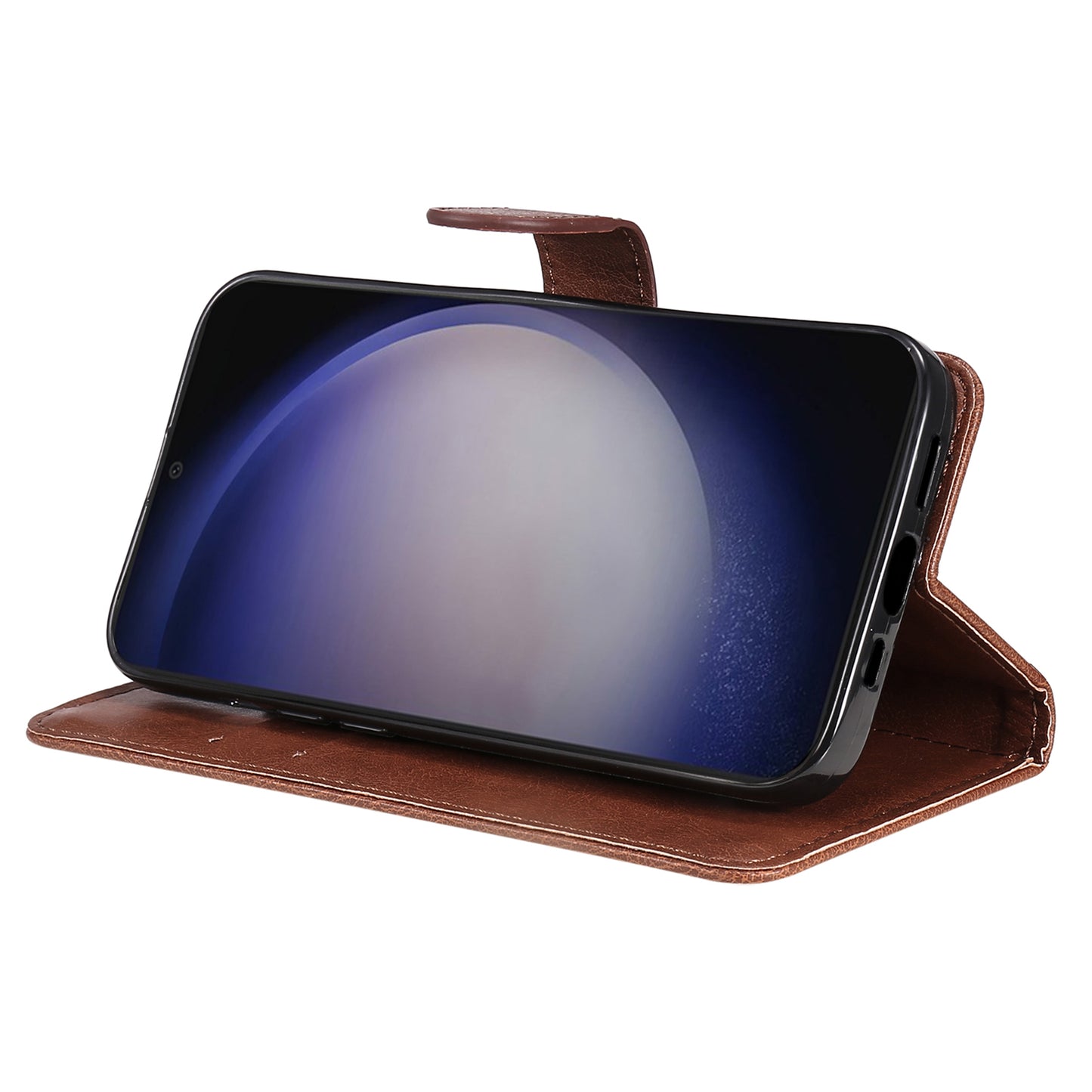 KT Leather Series-2 For Samsung Galaxy S24+ Case Solid Color Leather Phone Wallet Cover - Brown
