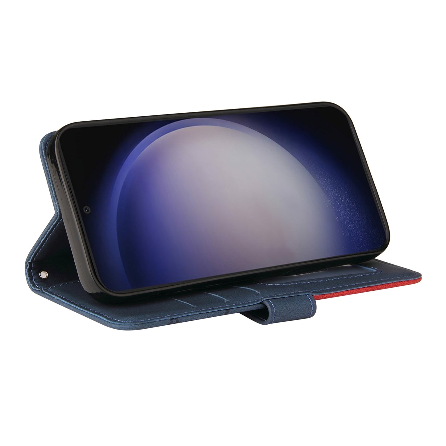 KT Leather Series-1 For Samsung Galaxy S24+ Phone Case Dual Color Spilicing Wallet Cover - Blue