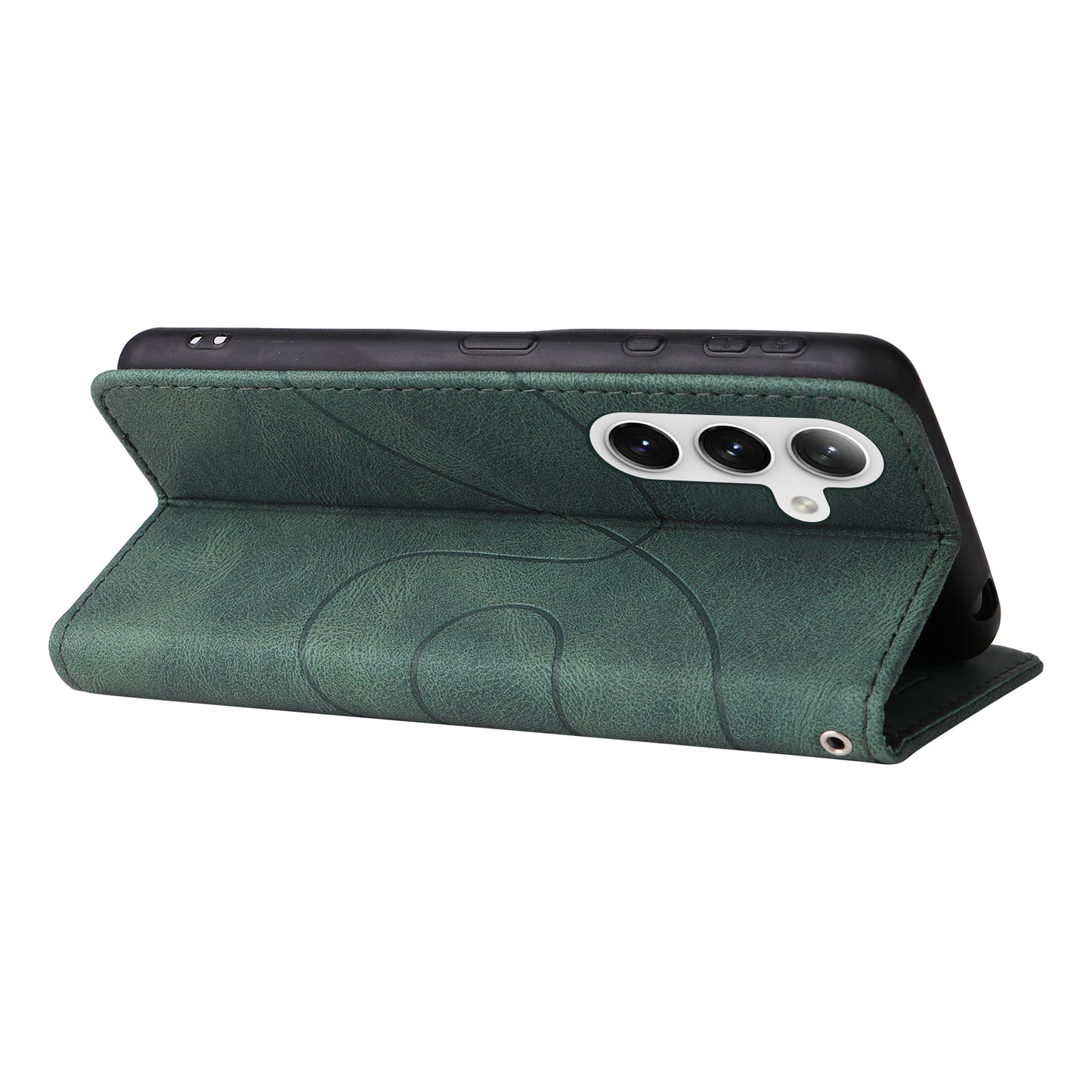 KT Leather Series-1 For Samsung Galaxy S24+ Phone Case Dual Color Spilicing Wallet Cover - Green