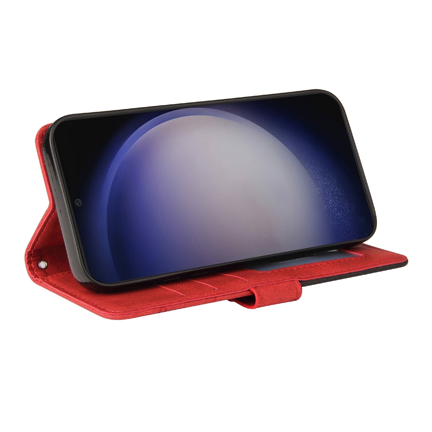 KT Leather Series-1 For Samsung Galaxy S24+ Phone Case Dual Color Spilicing Wallet Cover - Red