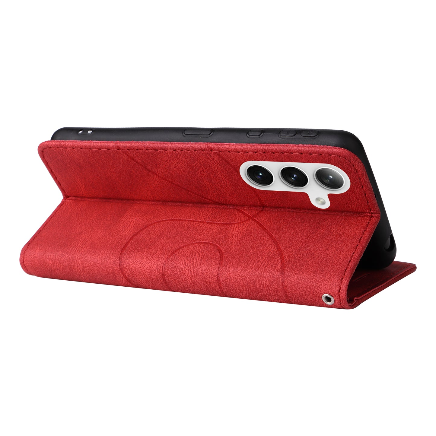 KT Leather Series-1 For Samsung Galaxy S24+ Phone Case Dual Color Spilicing Wallet Cover - Red