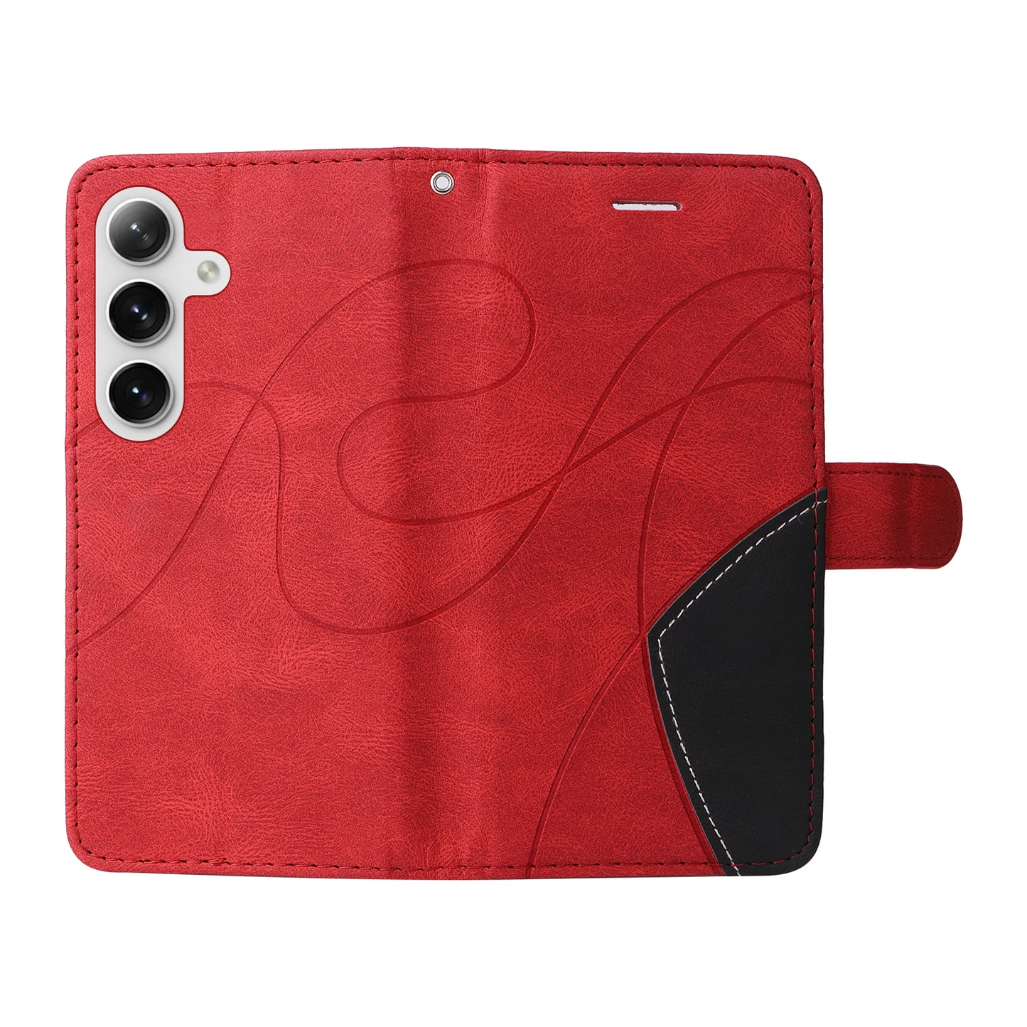 KT Leather Series-1 For Samsung Galaxy S24+ Phone Case Dual Color Spilicing Wallet Cover - Red