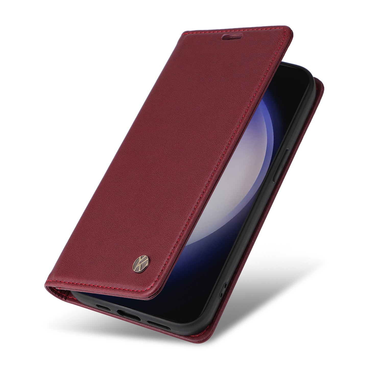 YIKATU YK-001 for Samsung Galaxy S24 Case PU Leather Magnetic Wallet Phone Cover - Wine Red