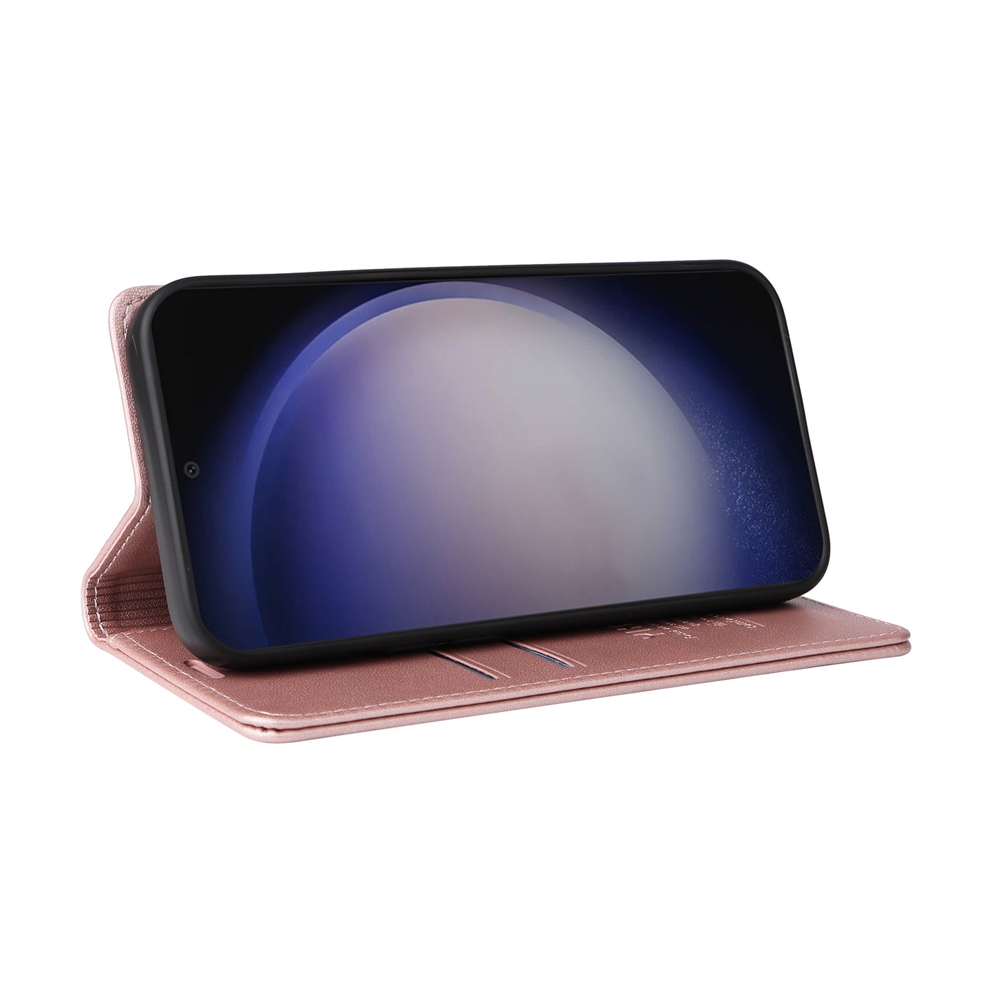 YIKATU YK-001 for Samsung Galaxy S24 Case PU Leather Magnetic Wallet Phone Cover - Rose Gold