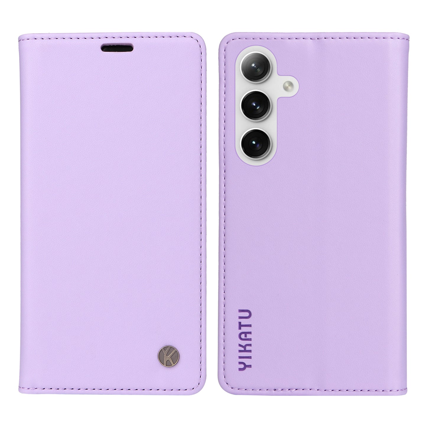 YIKATU YK-001 for Samsung Galaxy S24 Case PU Leather Magnetic Wallet Phone Cover - Light Purple