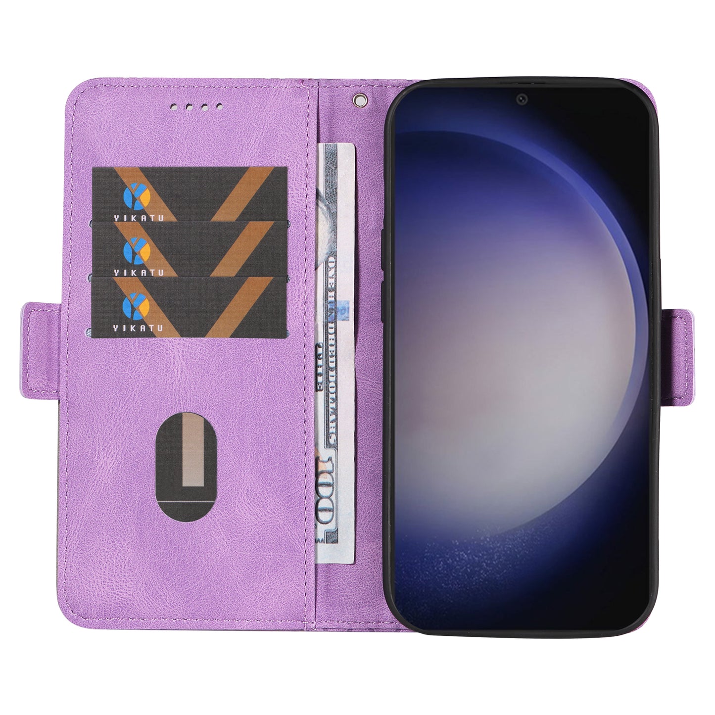 For Samsung Galaxy S24 Case Rhombus Imprinted Leather Protective Flip Phone Cover - Light Purple
