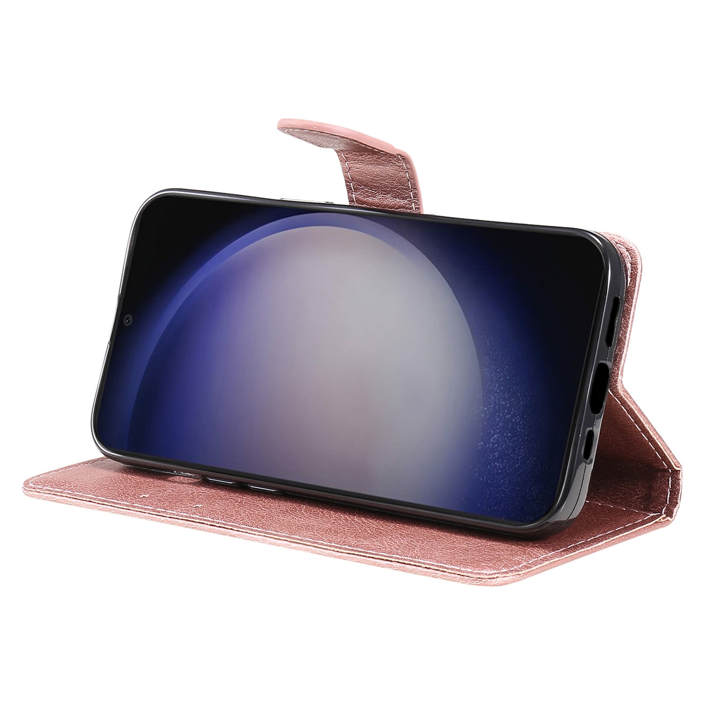 KT Leather Series-2 For Samsung Galaxy S24 Case Flip Solid Color Leather Phone Cover - Rose Gold