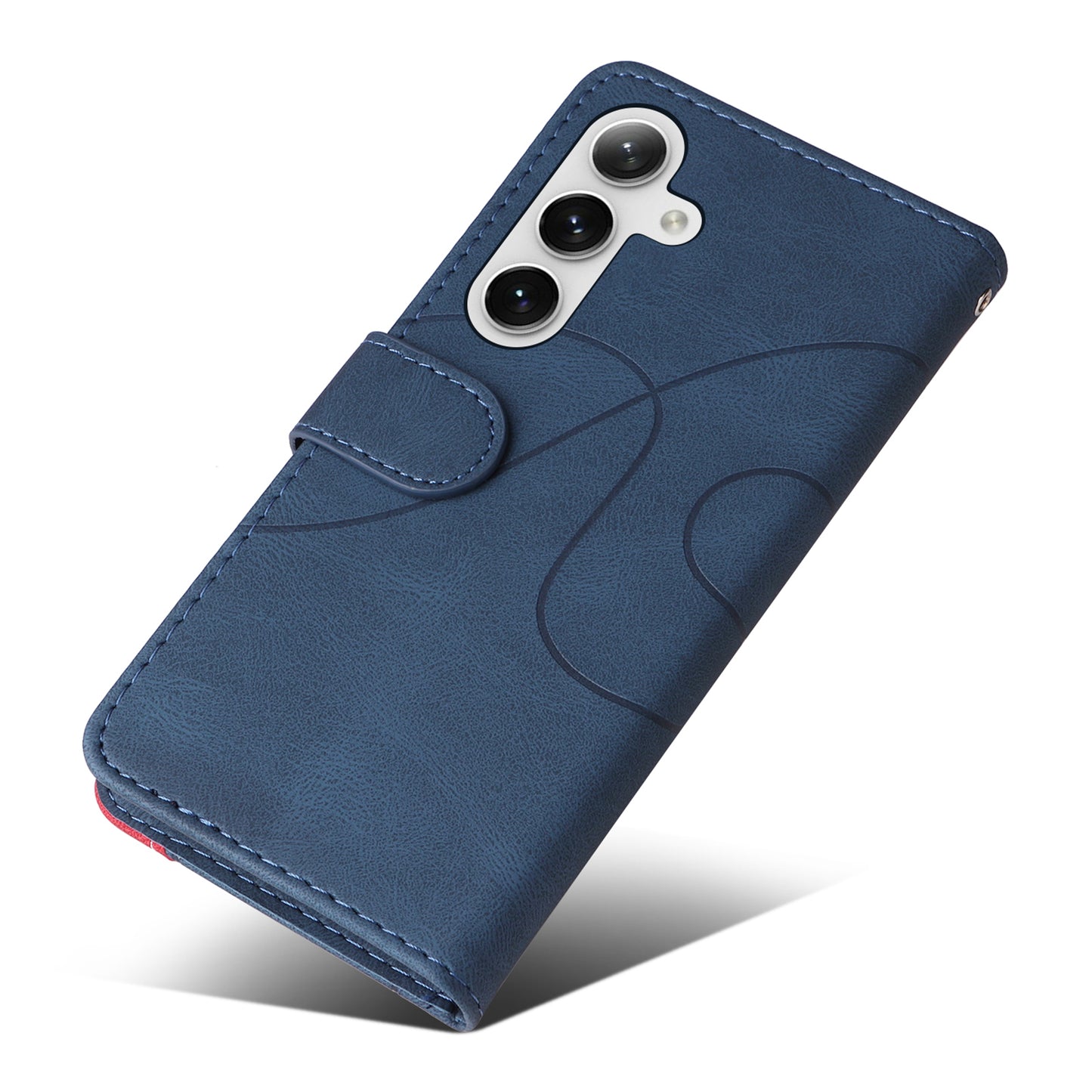 KT Leather Series-1 For Samsung Galaxy S24 Case Wallet PU Leather Splicing Phone Cover - Blue