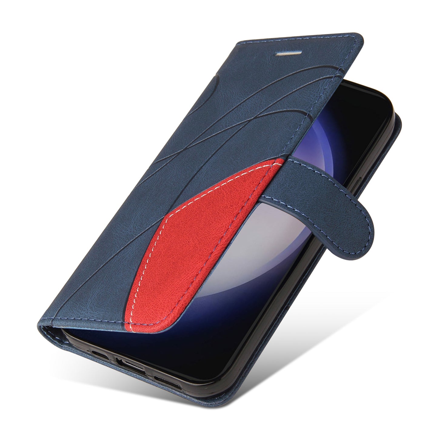 KT Leather Series-1 For Samsung Galaxy S24 Case Wallet PU Leather Splicing Phone Cover - Blue