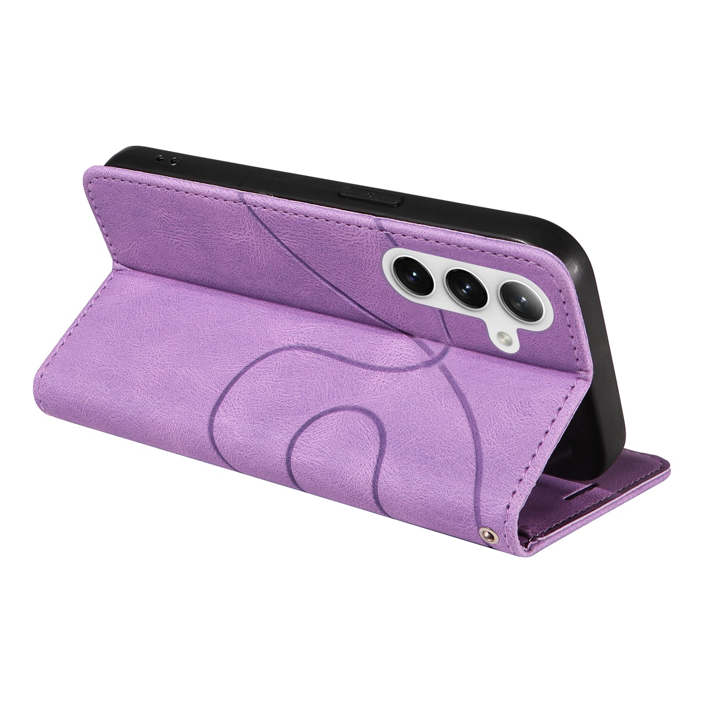 KT Leather Series-1 For Samsung Galaxy S24 Case Wallet PU Leather Splicing Phone Cover - Light Purple
