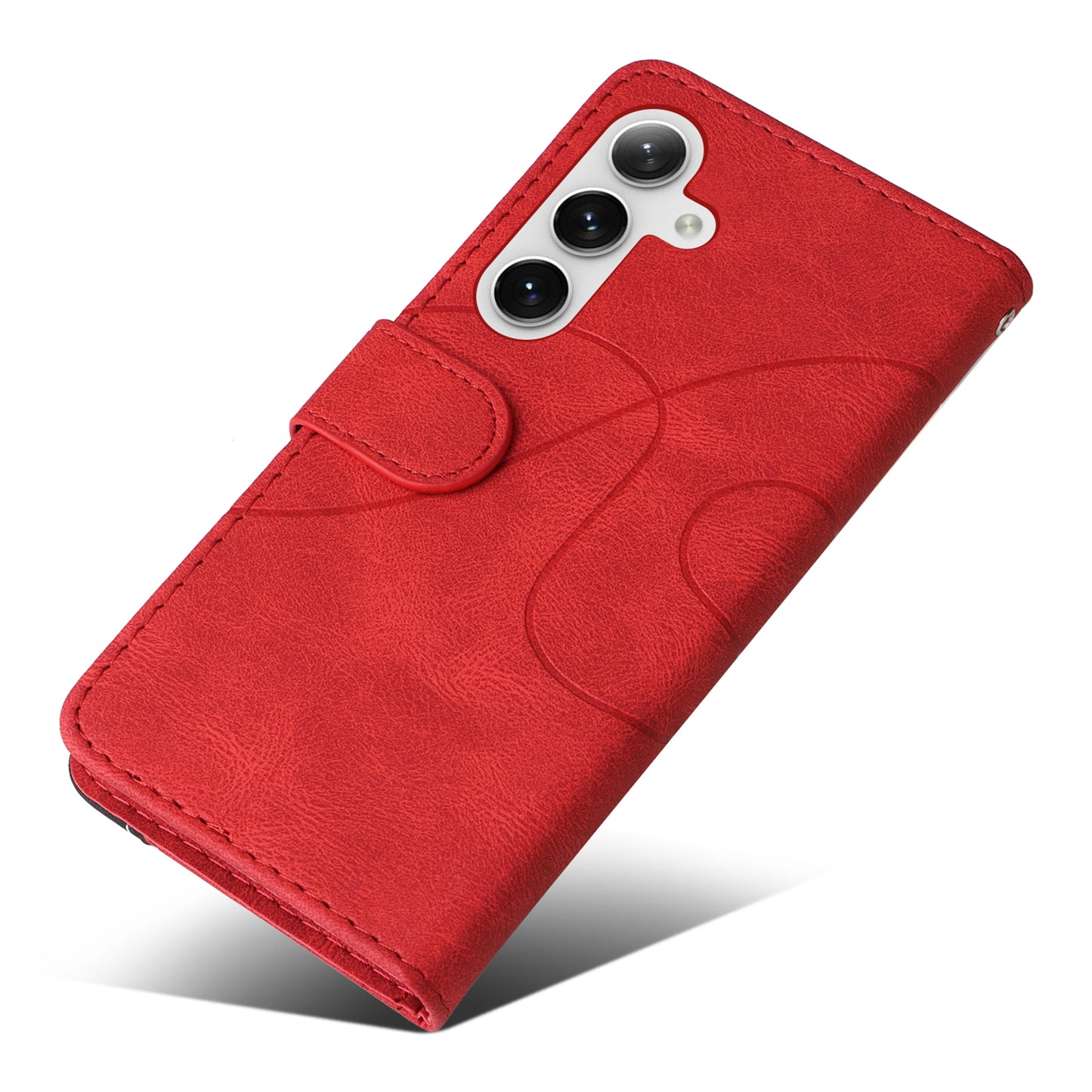 KT Leather Series-1 For Samsung Galaxy S24 Case Wallet PU Leather Splicing Phone Cover - Red