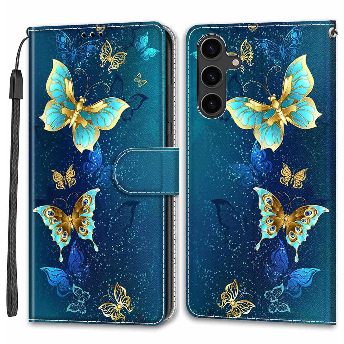 For Samsung Galaxy S24+ Case Pattern Printing Card Holder Phone Cover - Two Butterflies