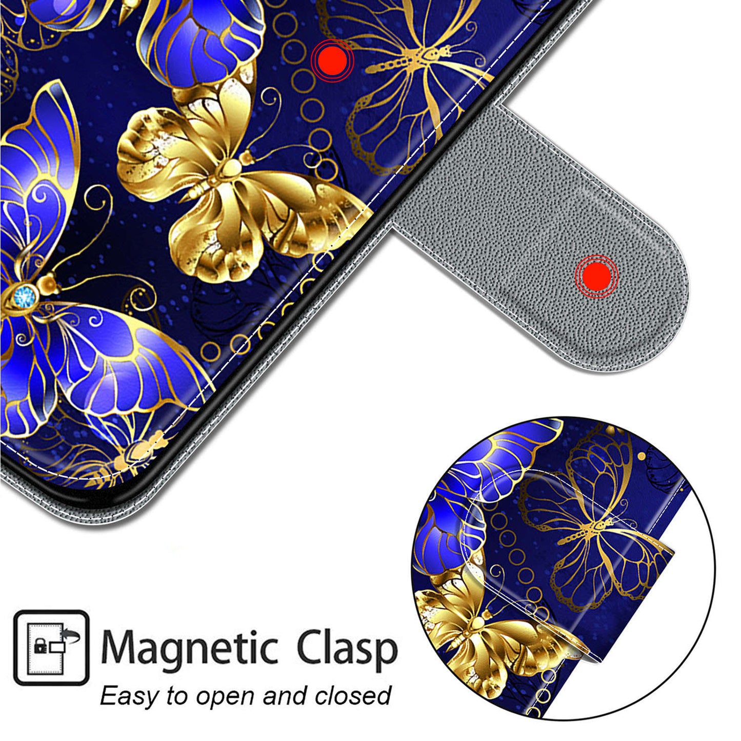 For Samsung Galaxy S24 Ultra Case Card Holder Leather Stand Phone Cover - Golden Butterflies