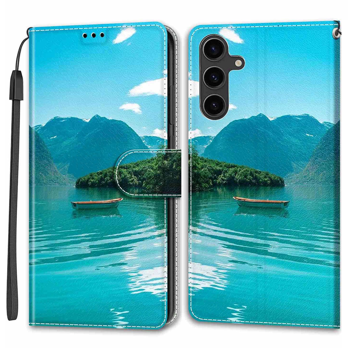 For Samsung Galaxy S24 Leather Case Card Holder Stand Cover - Boat