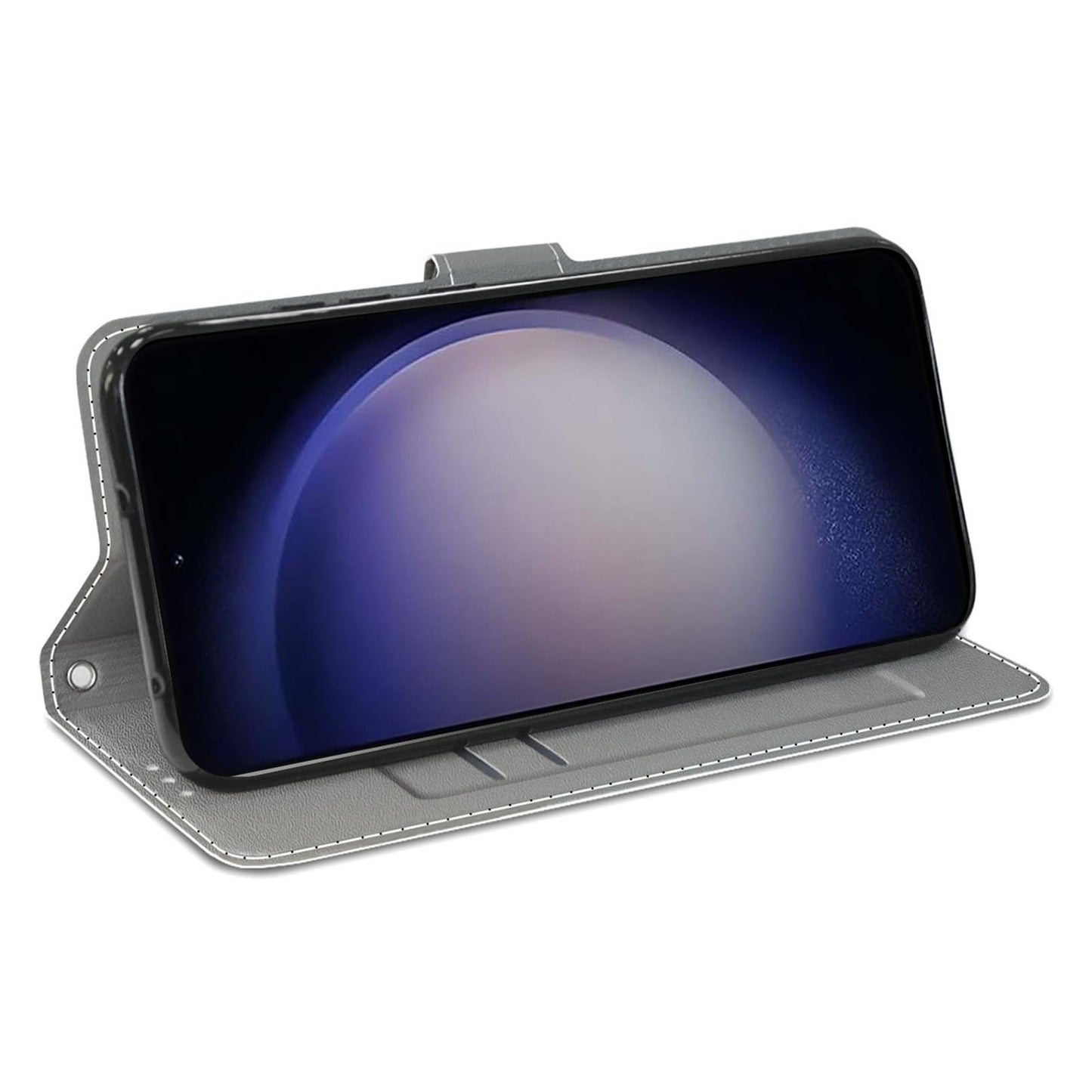 For Samsung Galaxy S24 Leather Case Card Holder Stand Cover - Boat