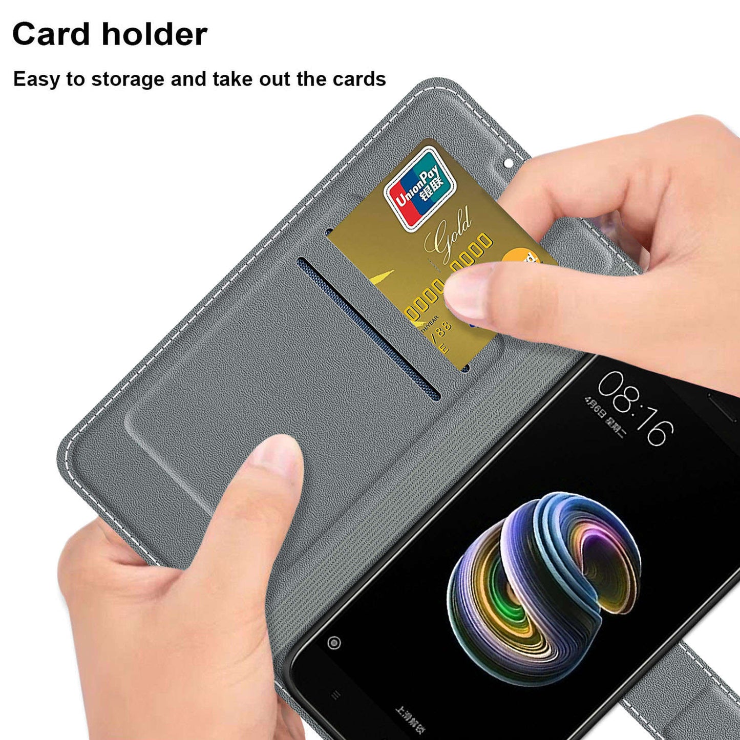 For Samsung Galaxy S24 Leather Case Card Holder Stand Cover - Boat