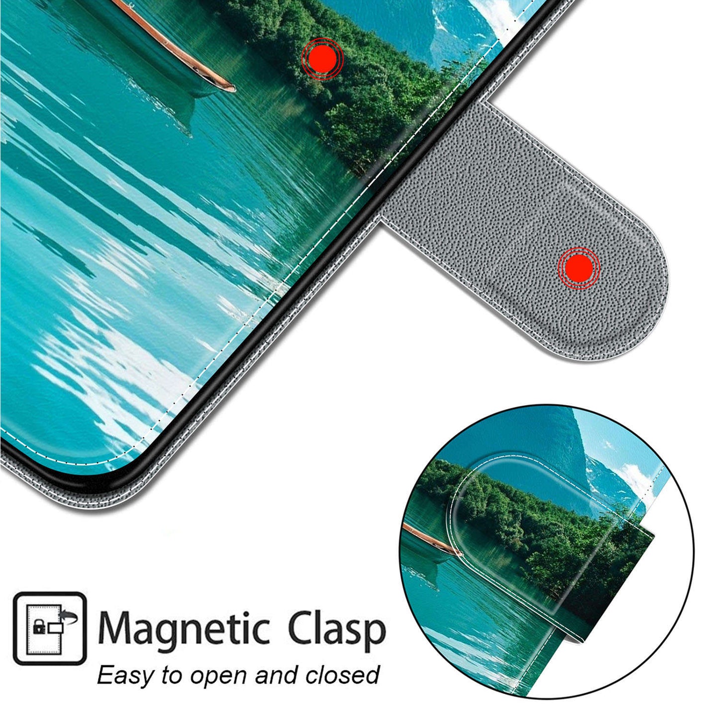 For Samsung Galaxy S24 Leather Case Card Holder Stand Cover - Boat