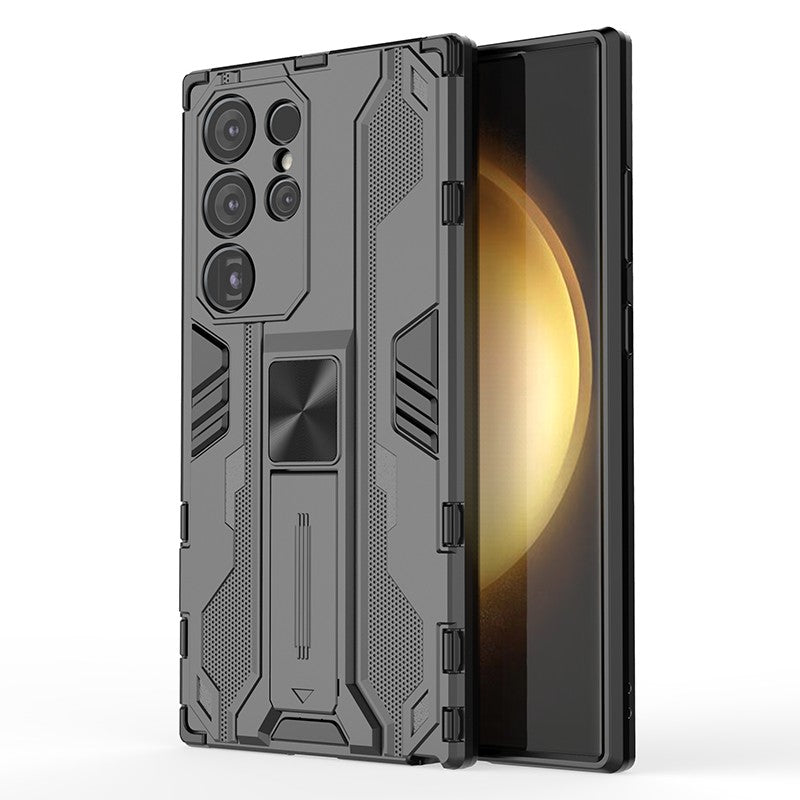 For Samsung Galaxy S24 Ultra Case Anti-Scratch PC+TPU Kickstand Cover - Black