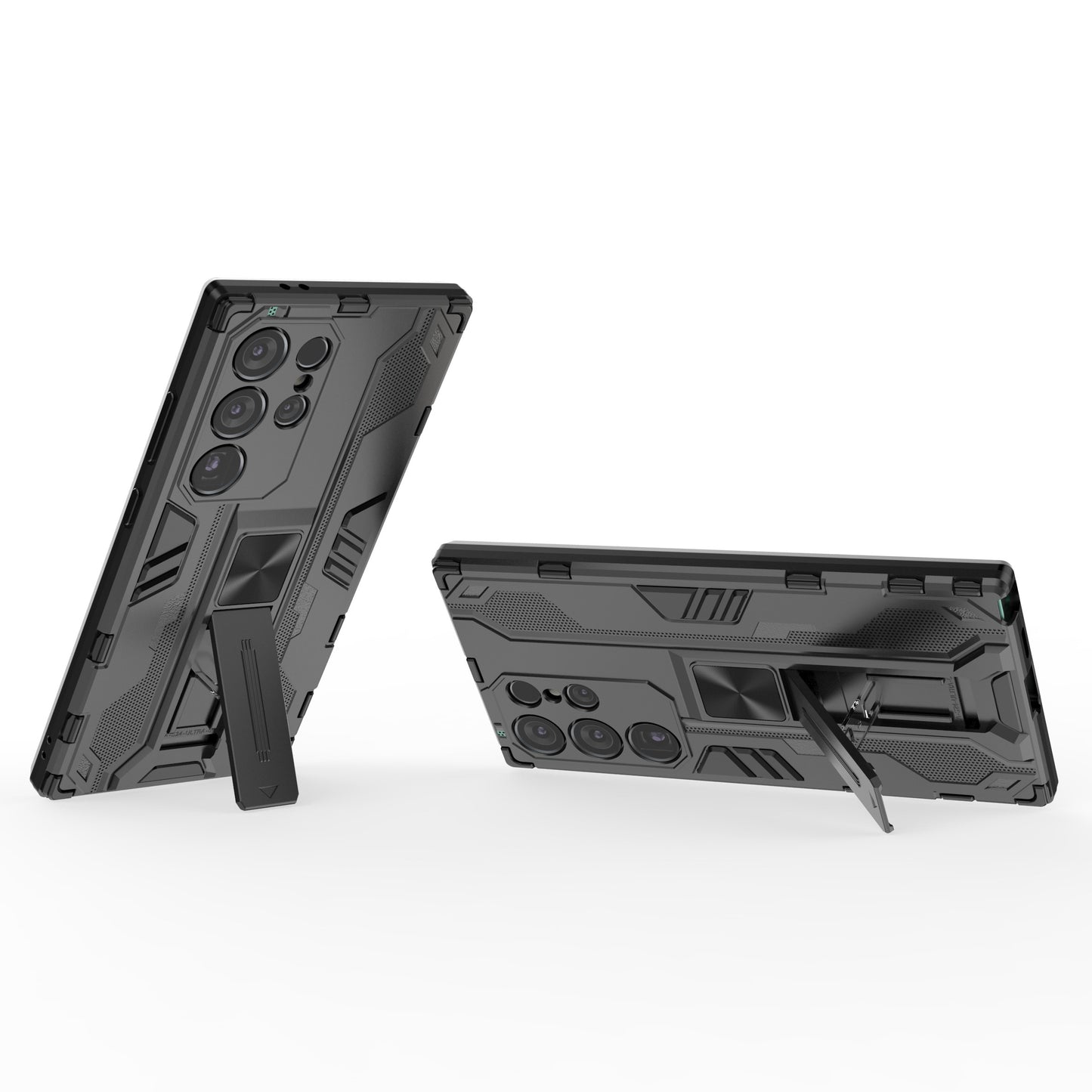 For Samsung Galaxy S24 Ultra Case Anti-Scratch PC+TPU Kickstand Cover - Black