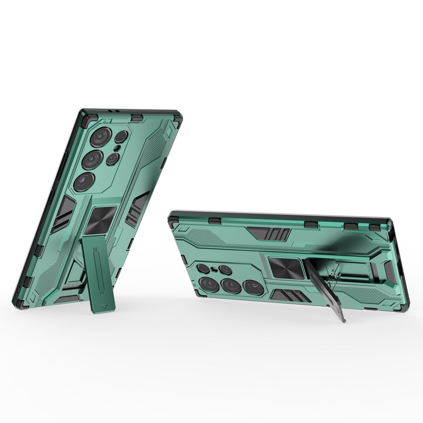For Samsung Galaxy S24 Ultra Case Anti-Scratch PC+TPU Kickstand Cover - Green