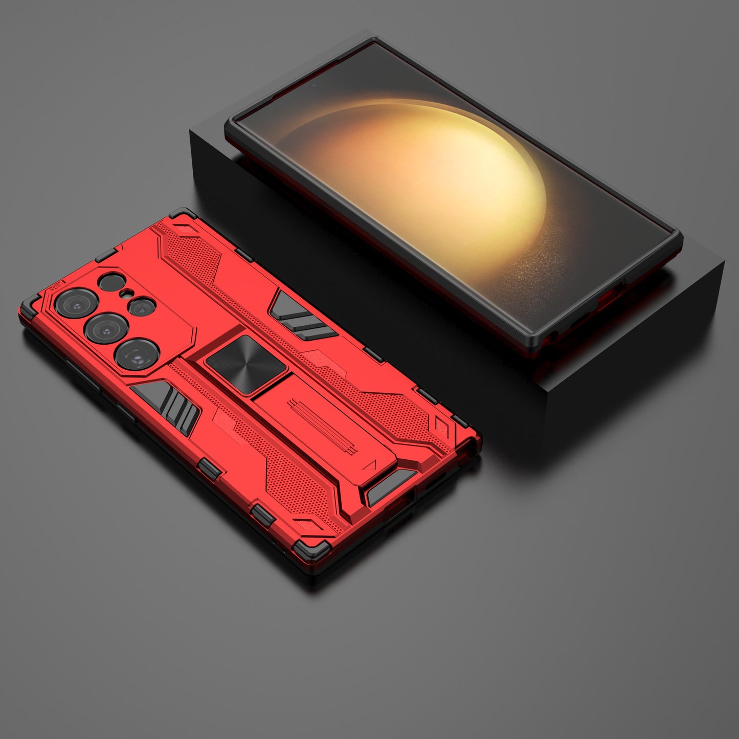 For Samsung Galaxy S24 Ultra Case Anti-Scratch PC+TPU Kickstand Cover - Red