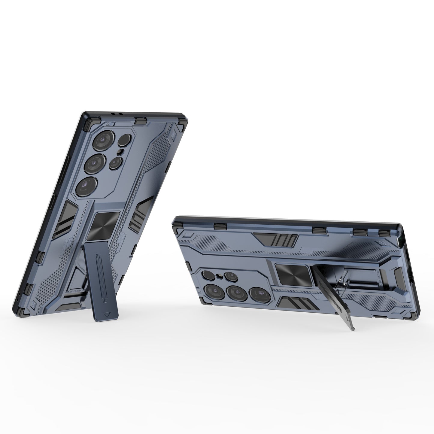 For Samsung Galaxy S24 Ultra Case Anti-Scratch PC+TPU Kickstand Cover - Blue