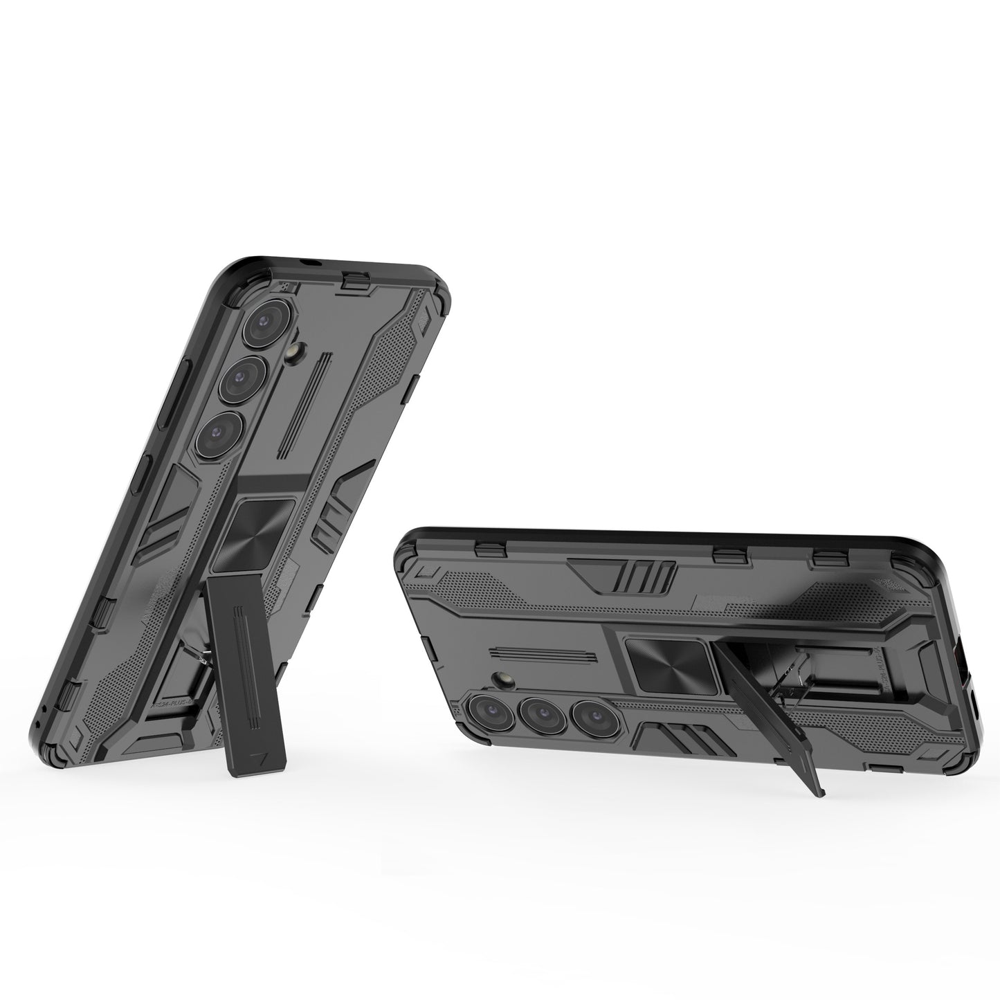 For Samsung Galaxy S24+ Case Kickstand PC+TPU Cell Phone Cover - Black